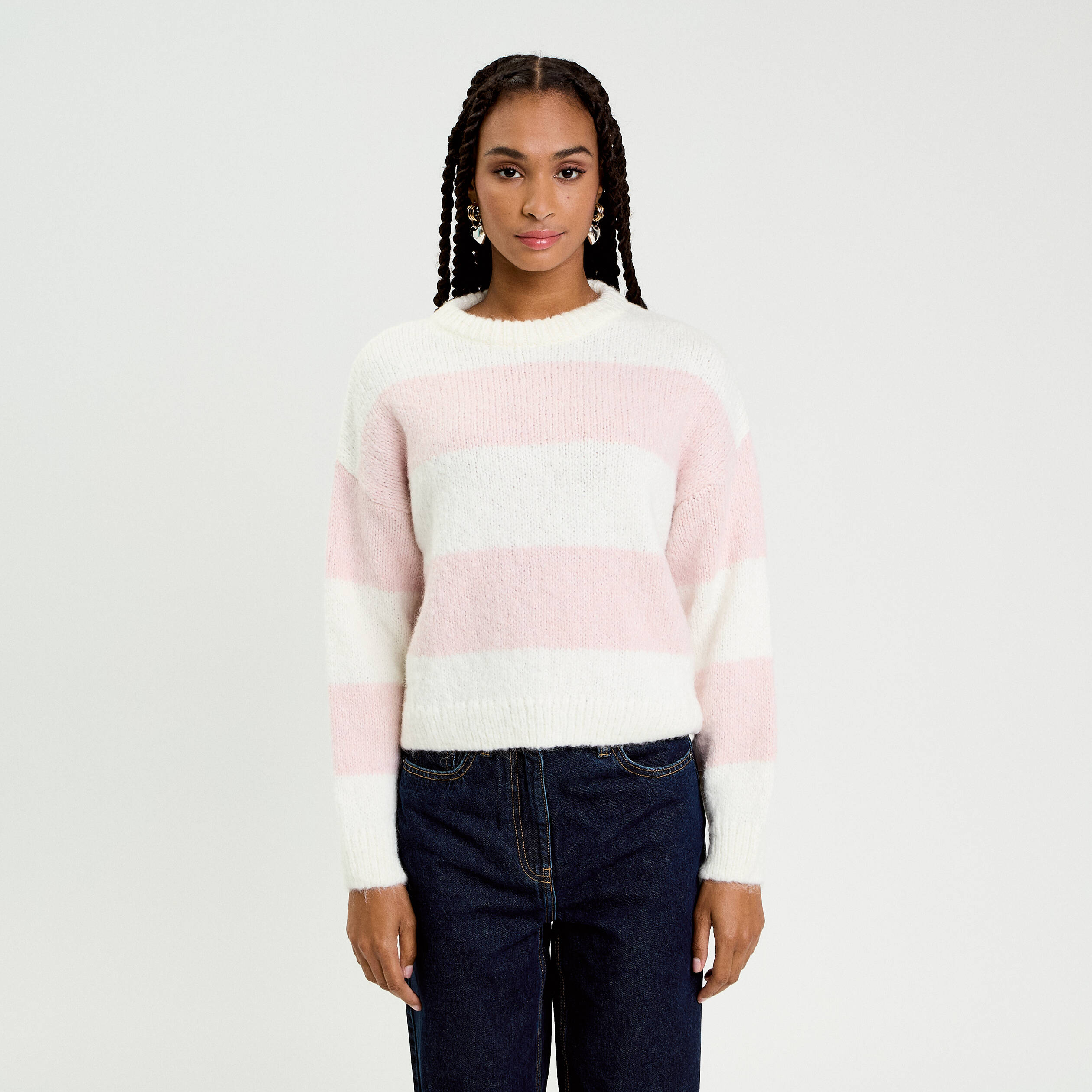 Pull manches longues ecru femme