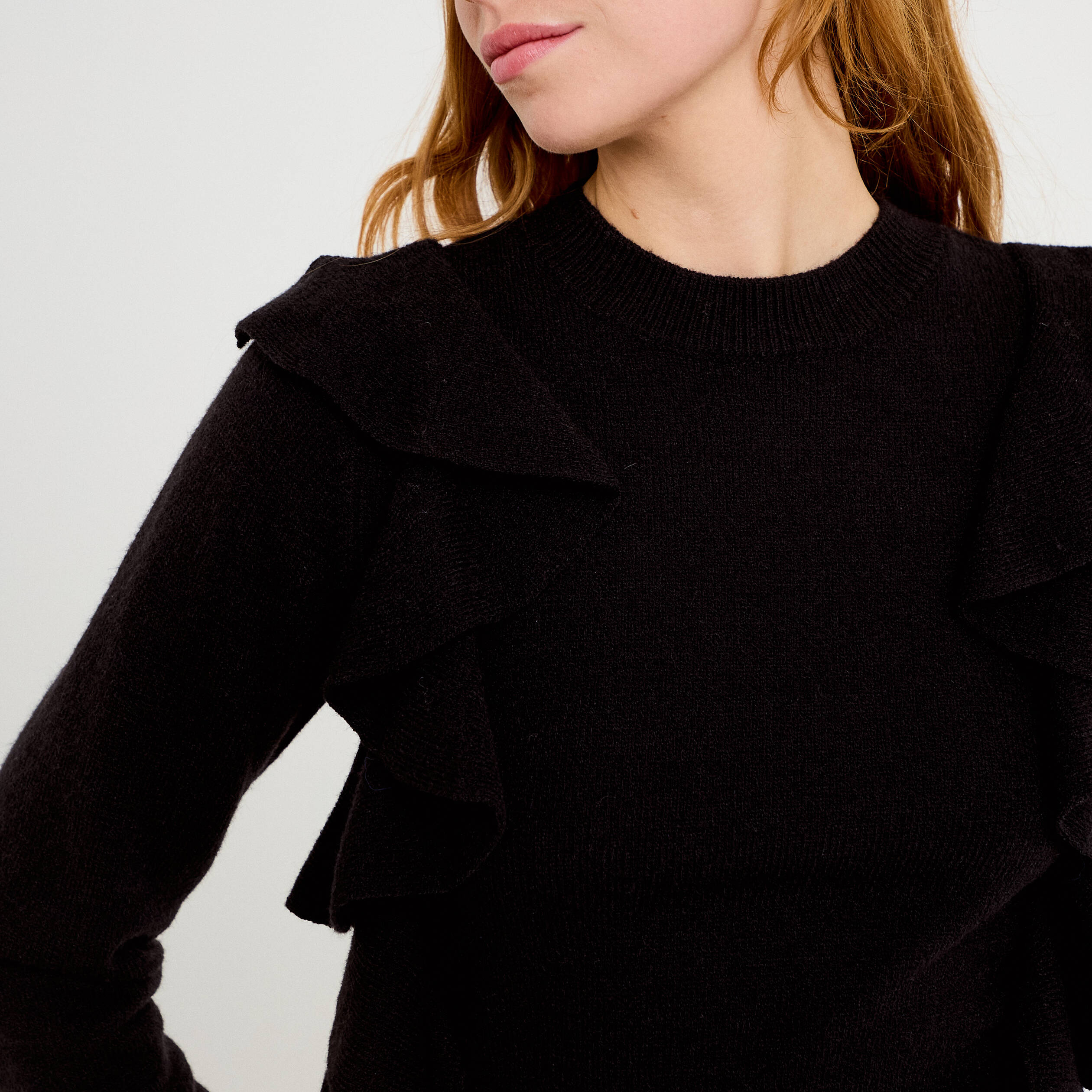 Pull manches longues noir femme