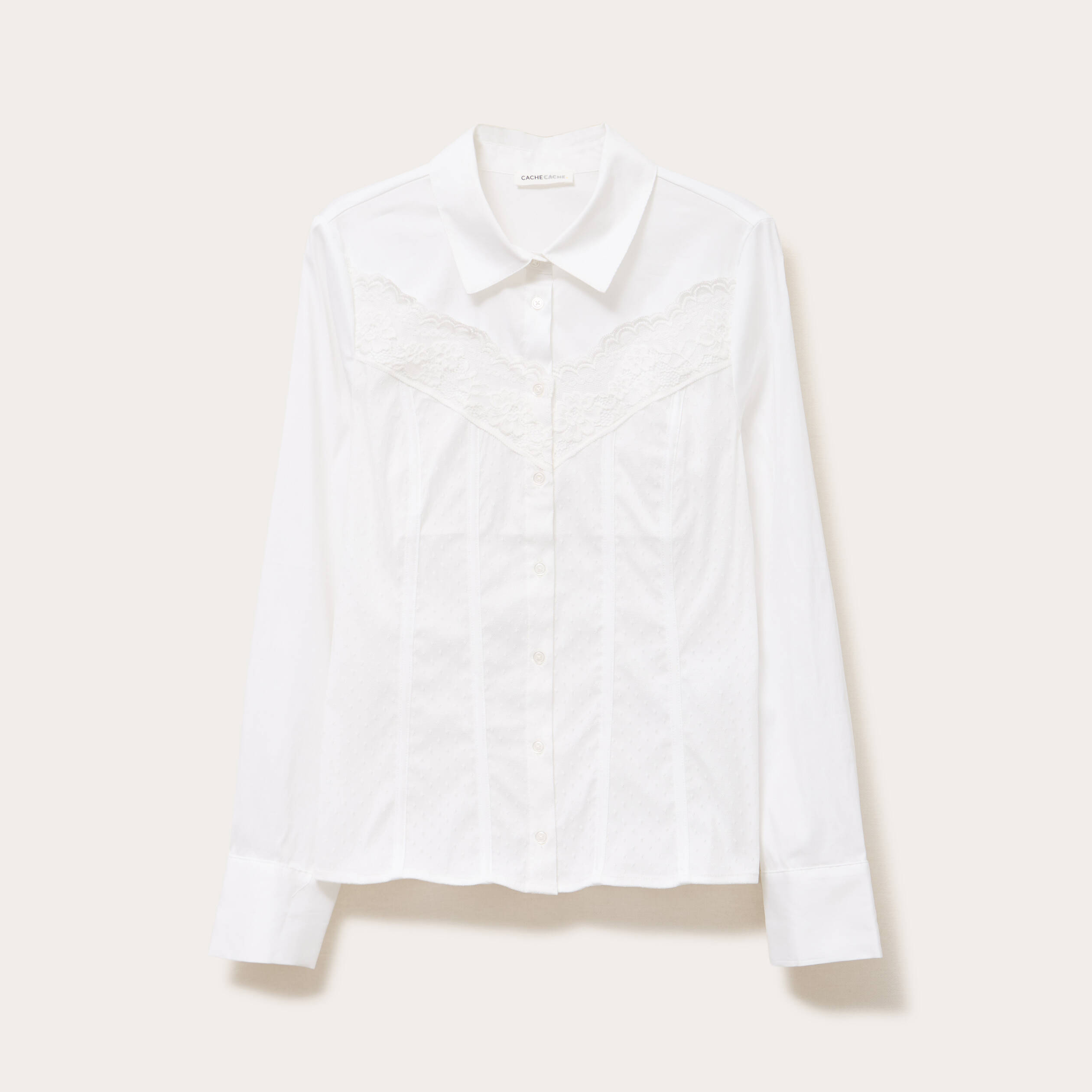 Chemise cintr&eacute;e mi-longue blanc femme