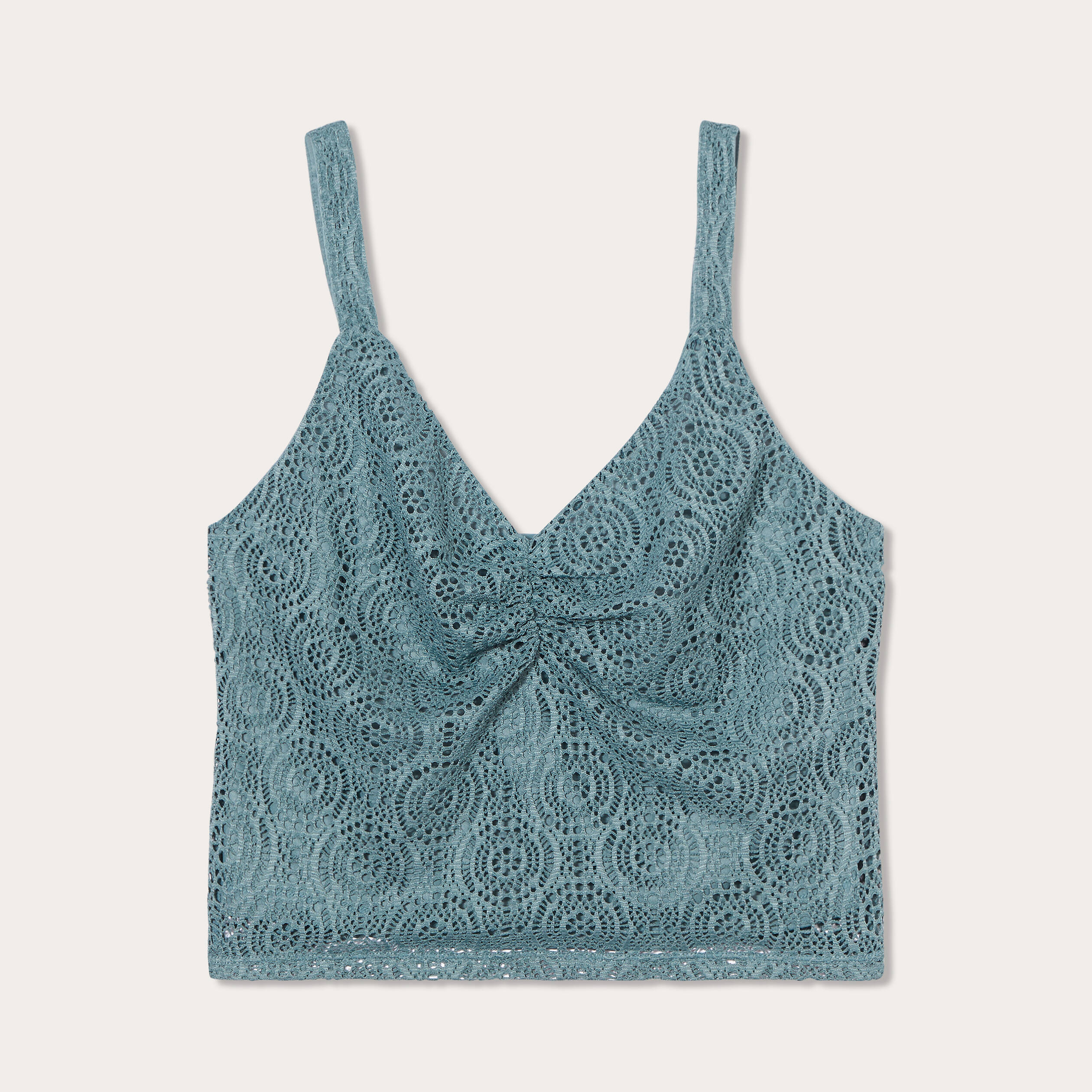 D&eacute;bardeur cropped dentelle vert fonc&eacute; femme