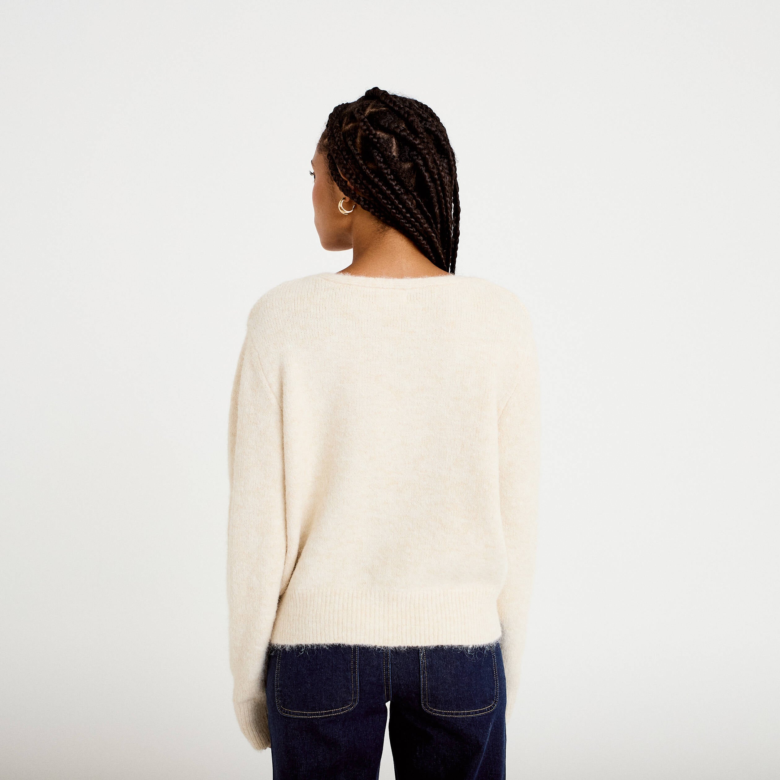 Gilet court avec boutons coeur sable femme