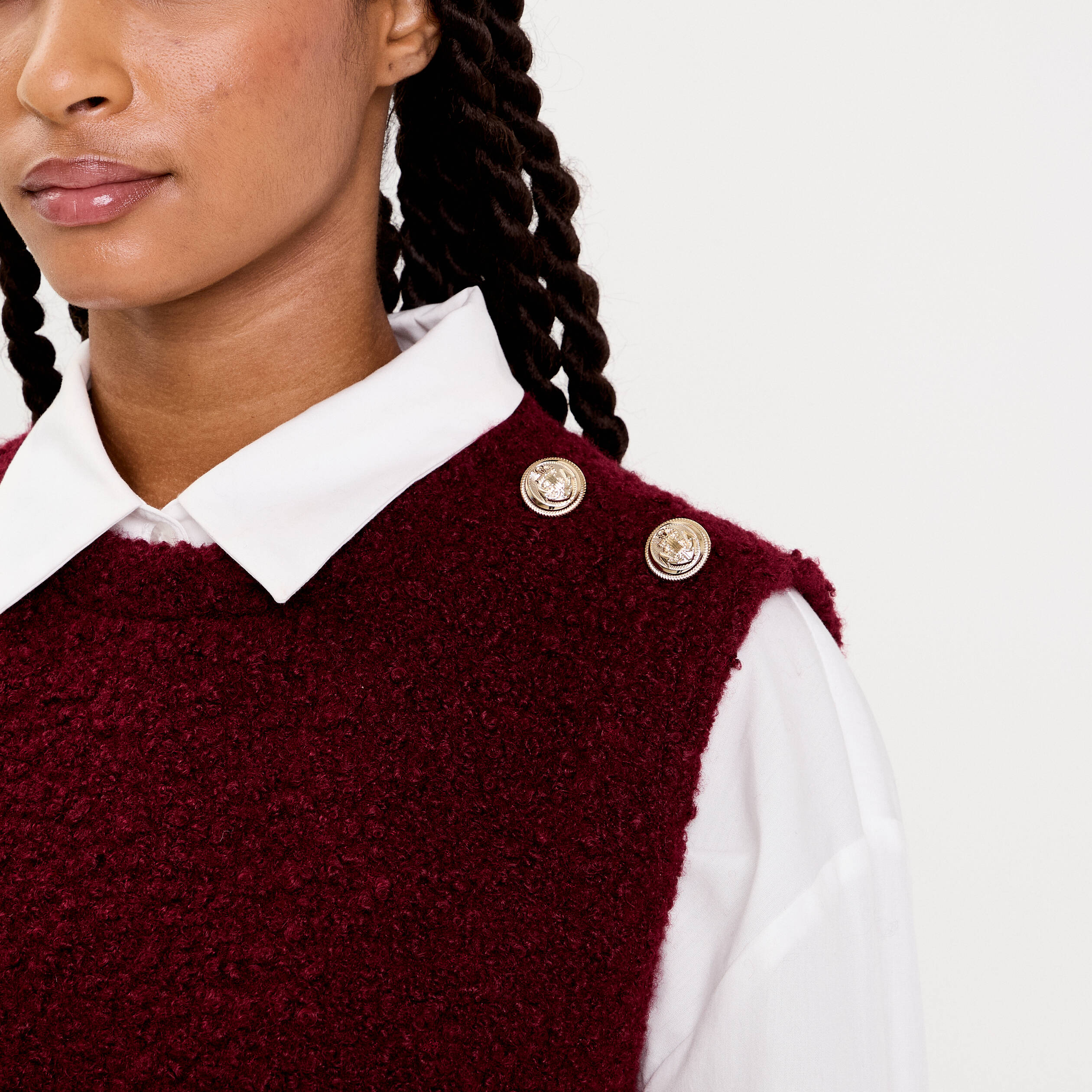 Pull sans manches violet fonc&eacute; femme