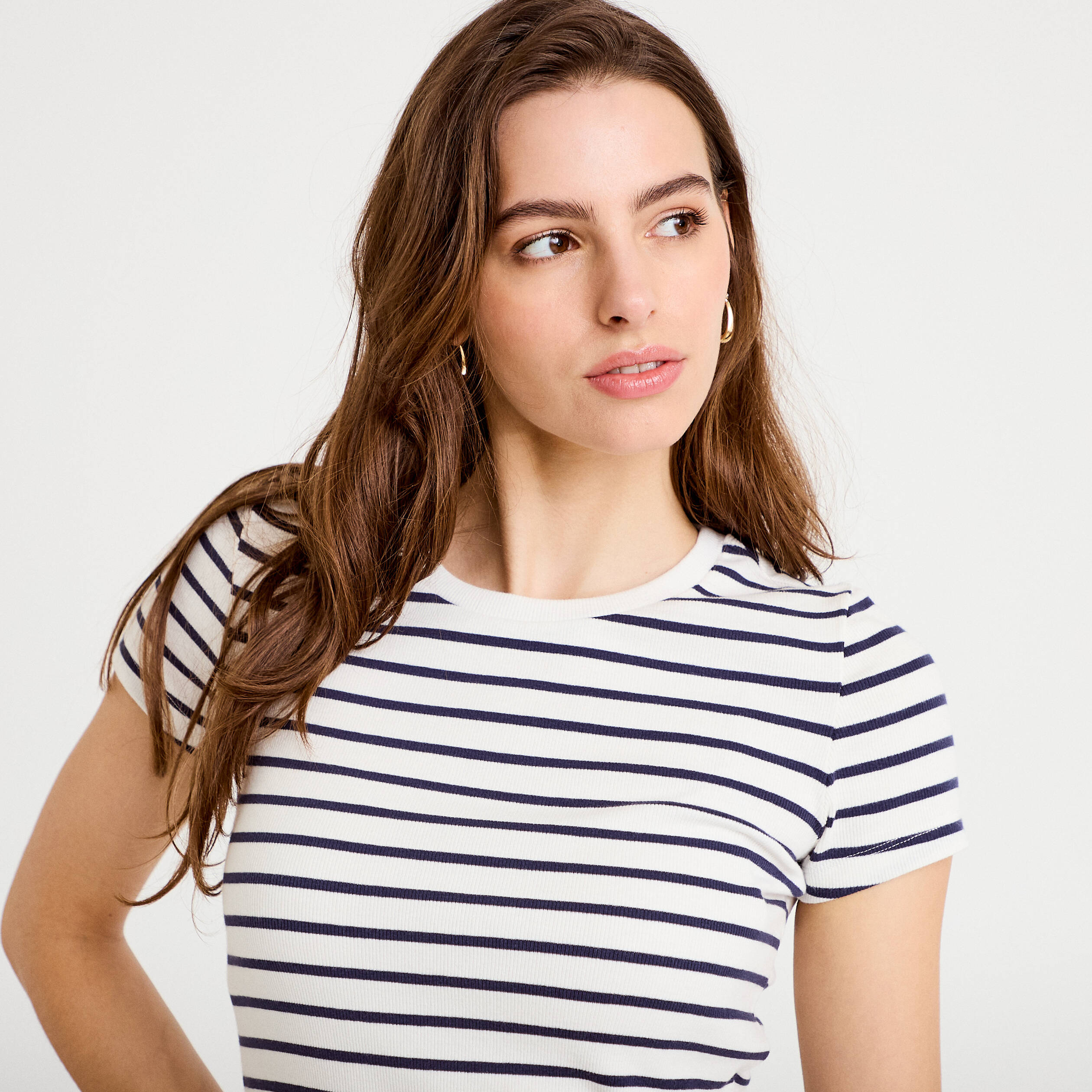 T-shirt c&ocirc;tel&eacute; ajust&eacute; blanc femme
