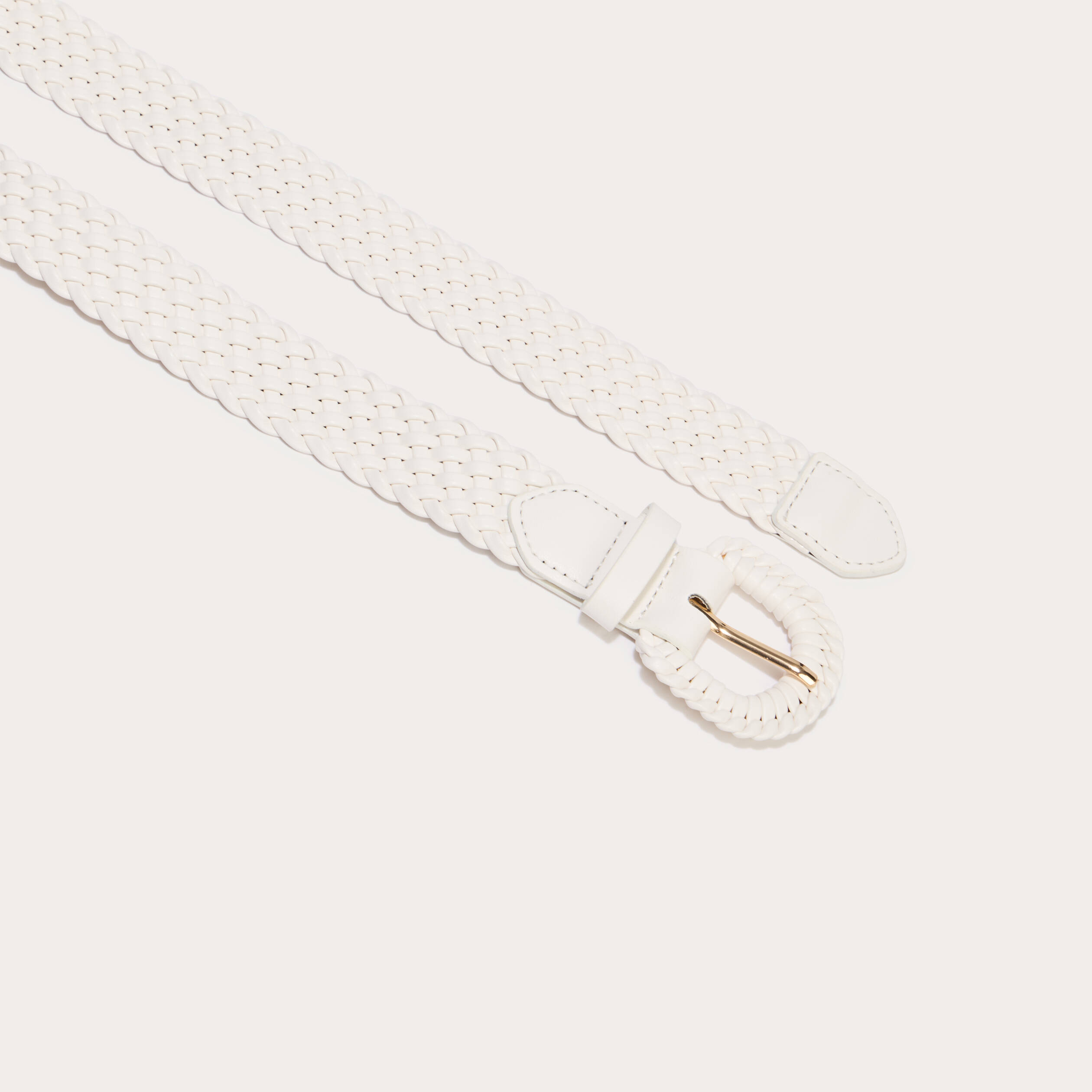 Ceinture large tress&eacute;e chin&eacute;e ecru femme
