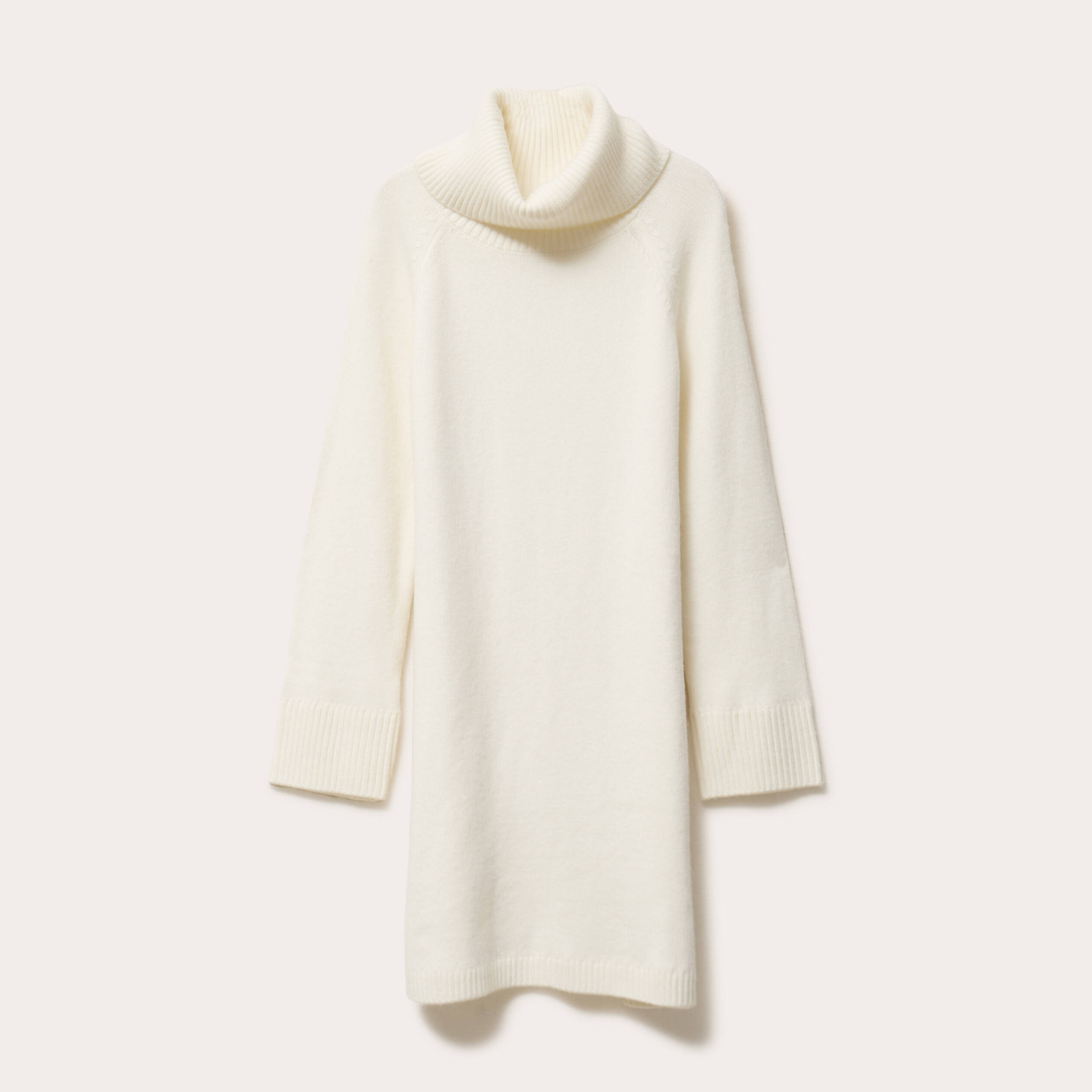 Robe pull col roul&eacute; ecru femme