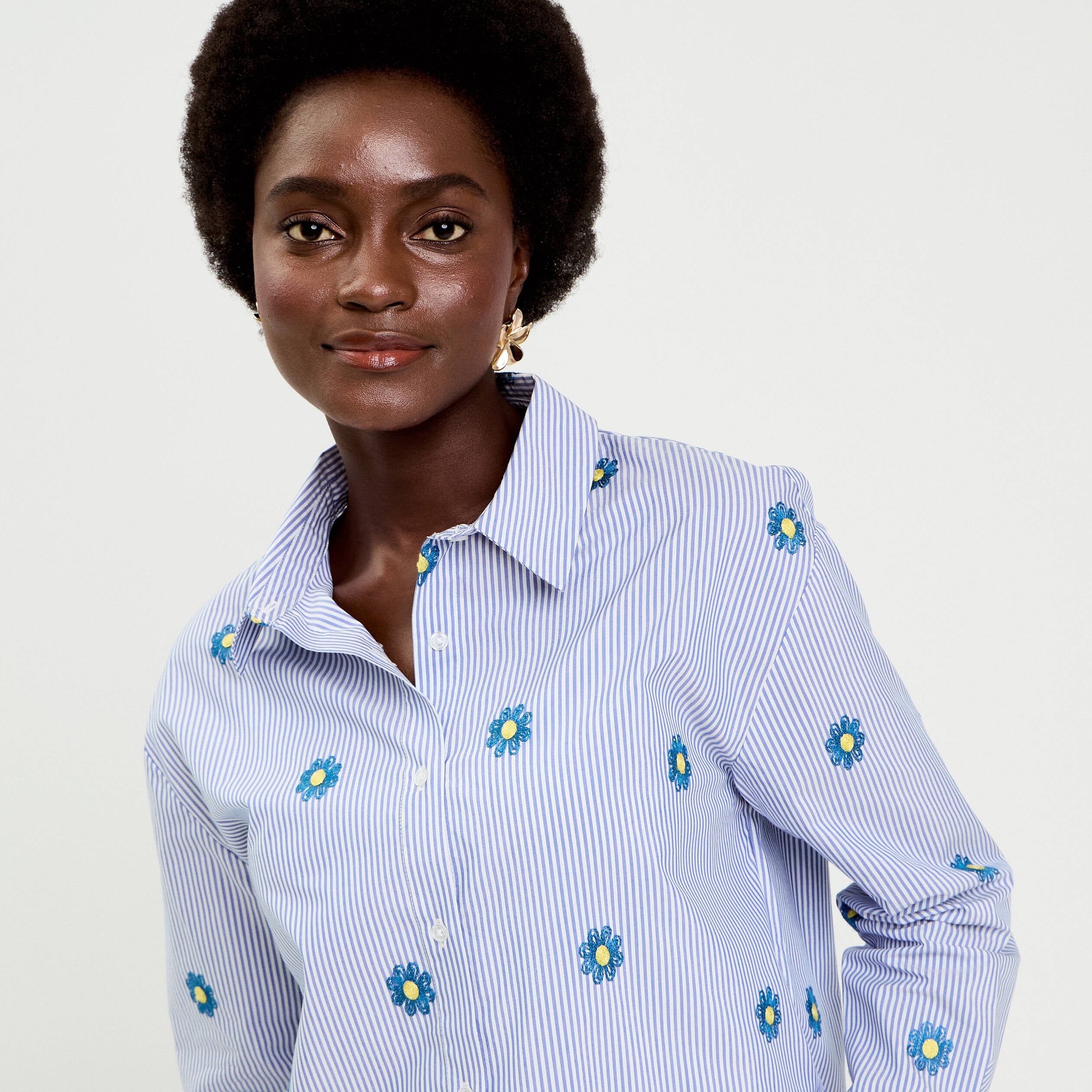 Chemise col classique manches longues blanc femme
