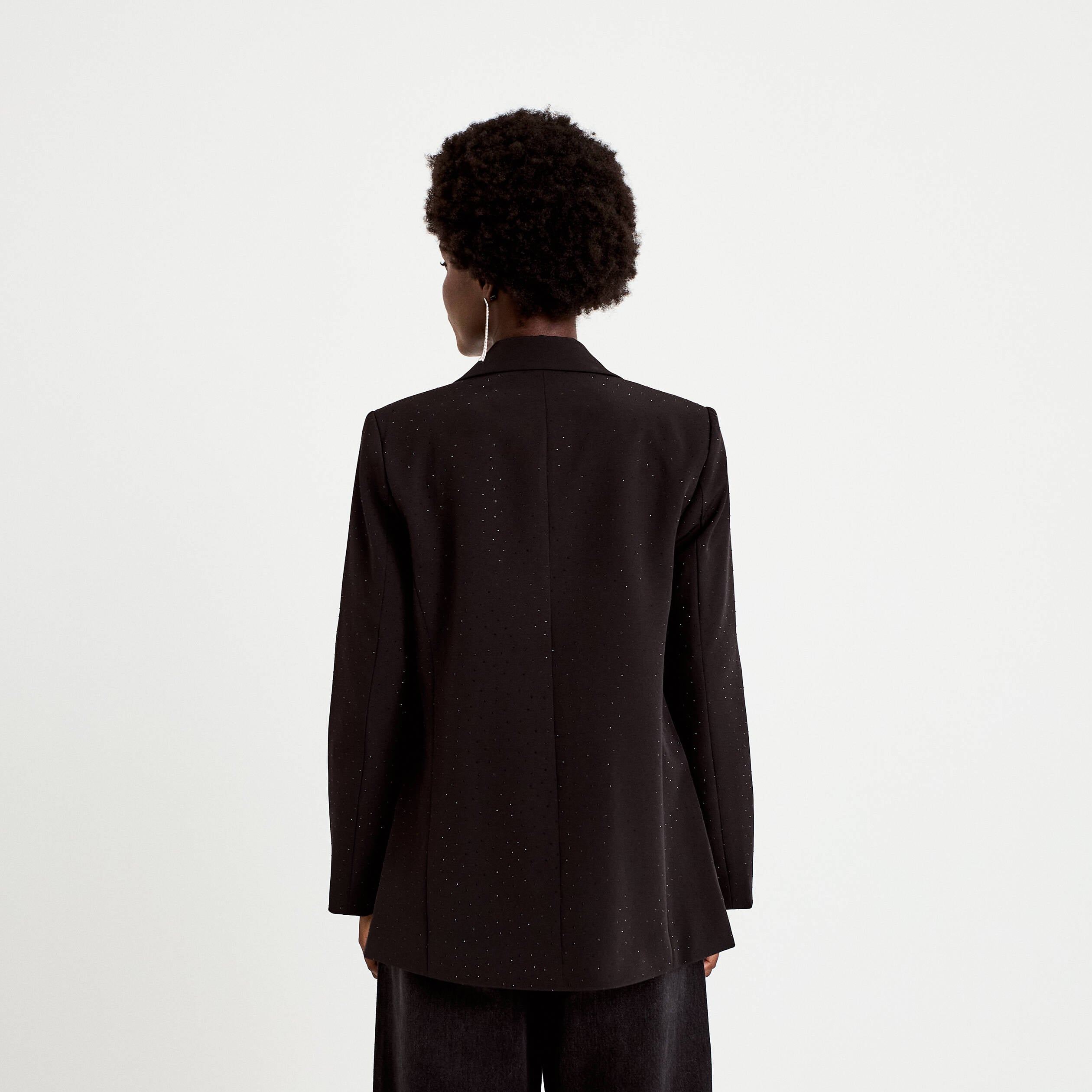 Blazer oversize brillant manches longues noir femme