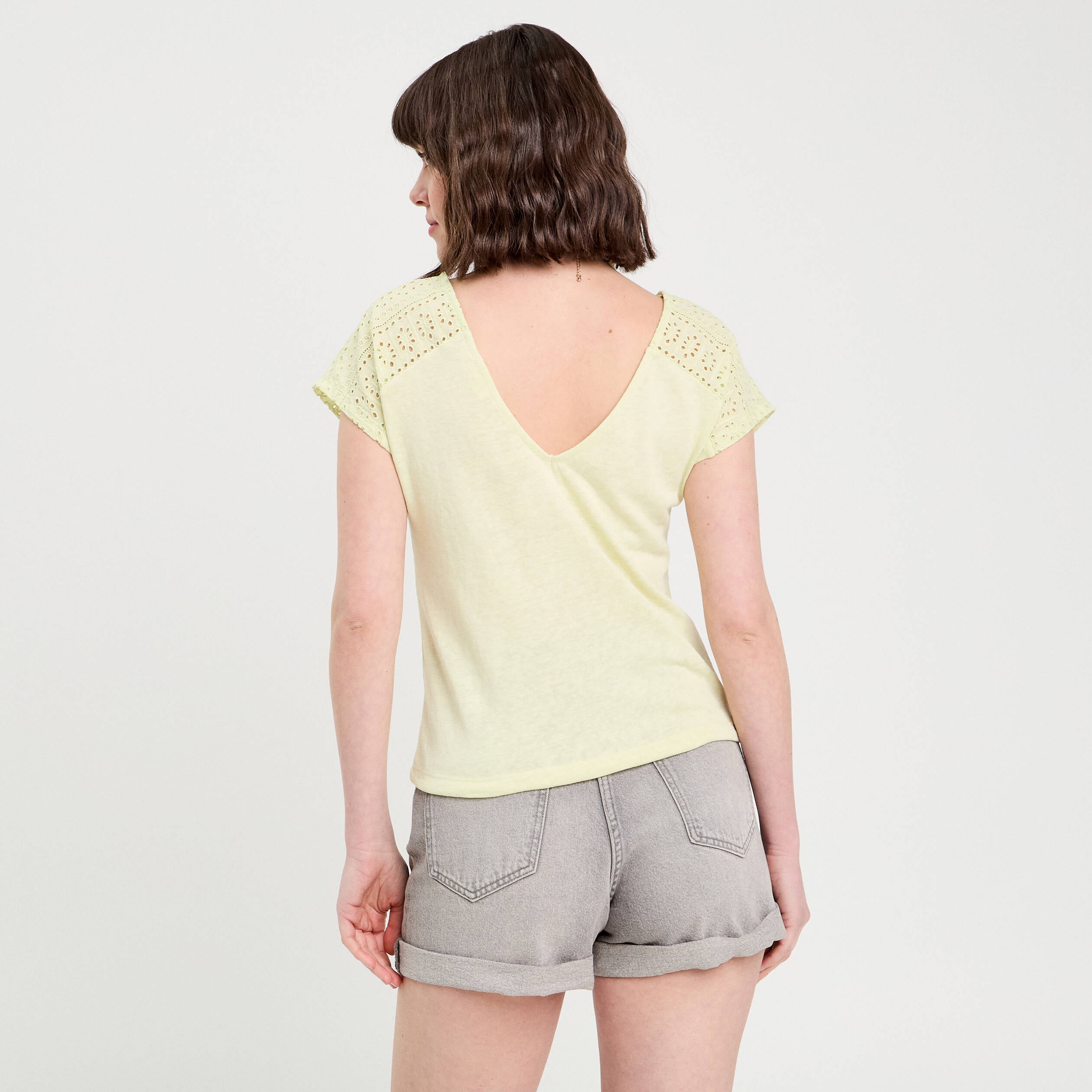 T-shirt manches courtes vert clair femme