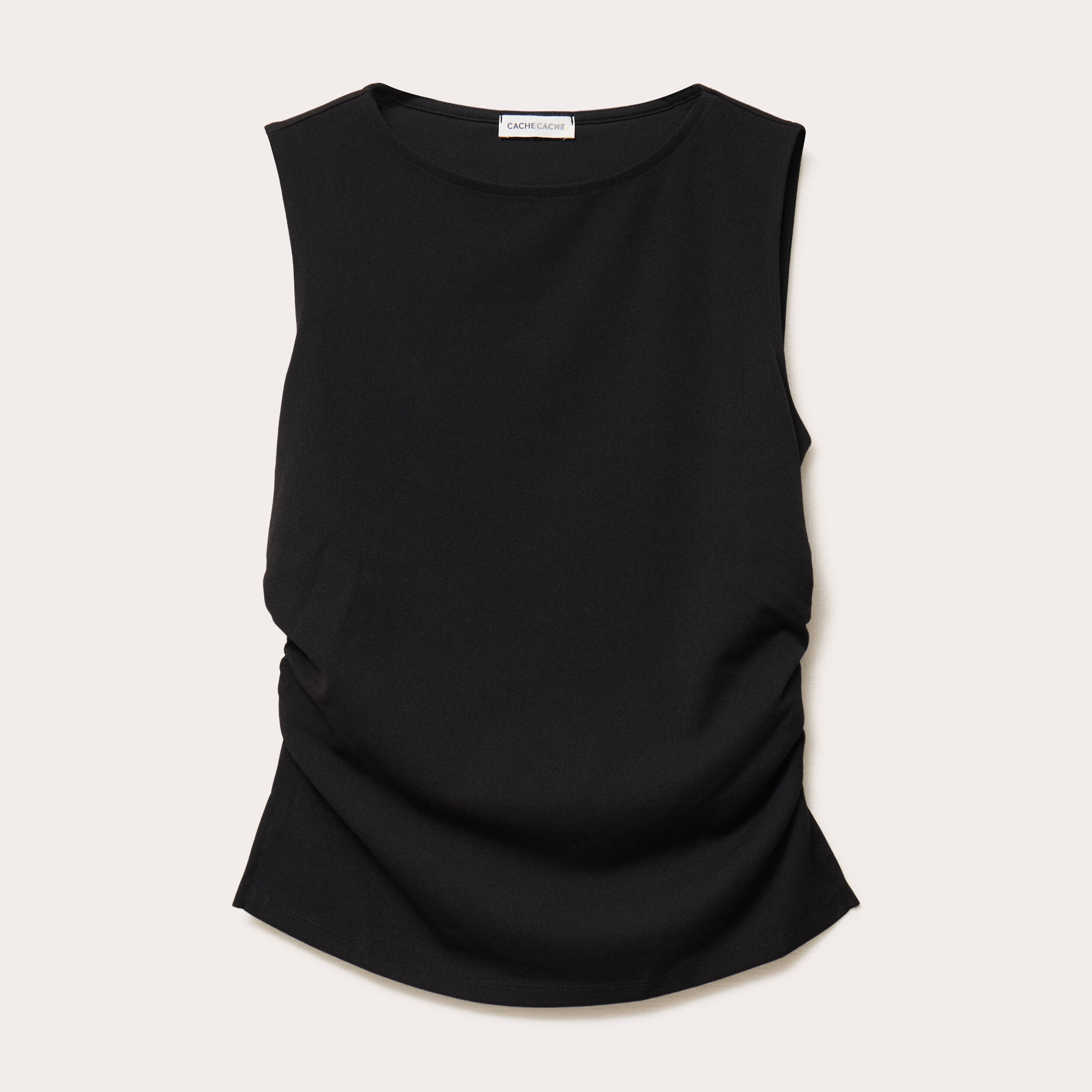 D&eacute;bardeur ajust&eacute; en cr&ecirc;pe col bateau noir femme