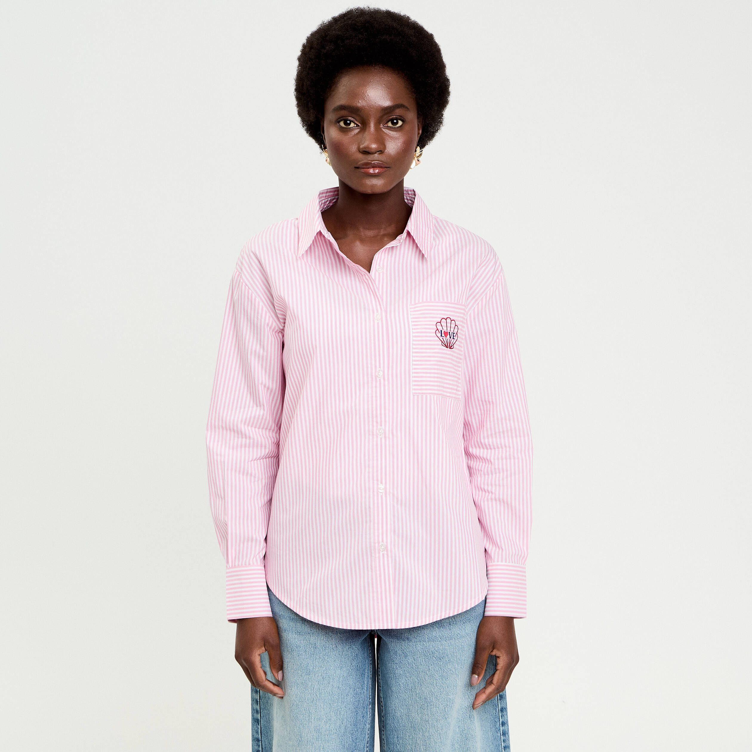 Chemise ray&eacute;e blanc femme