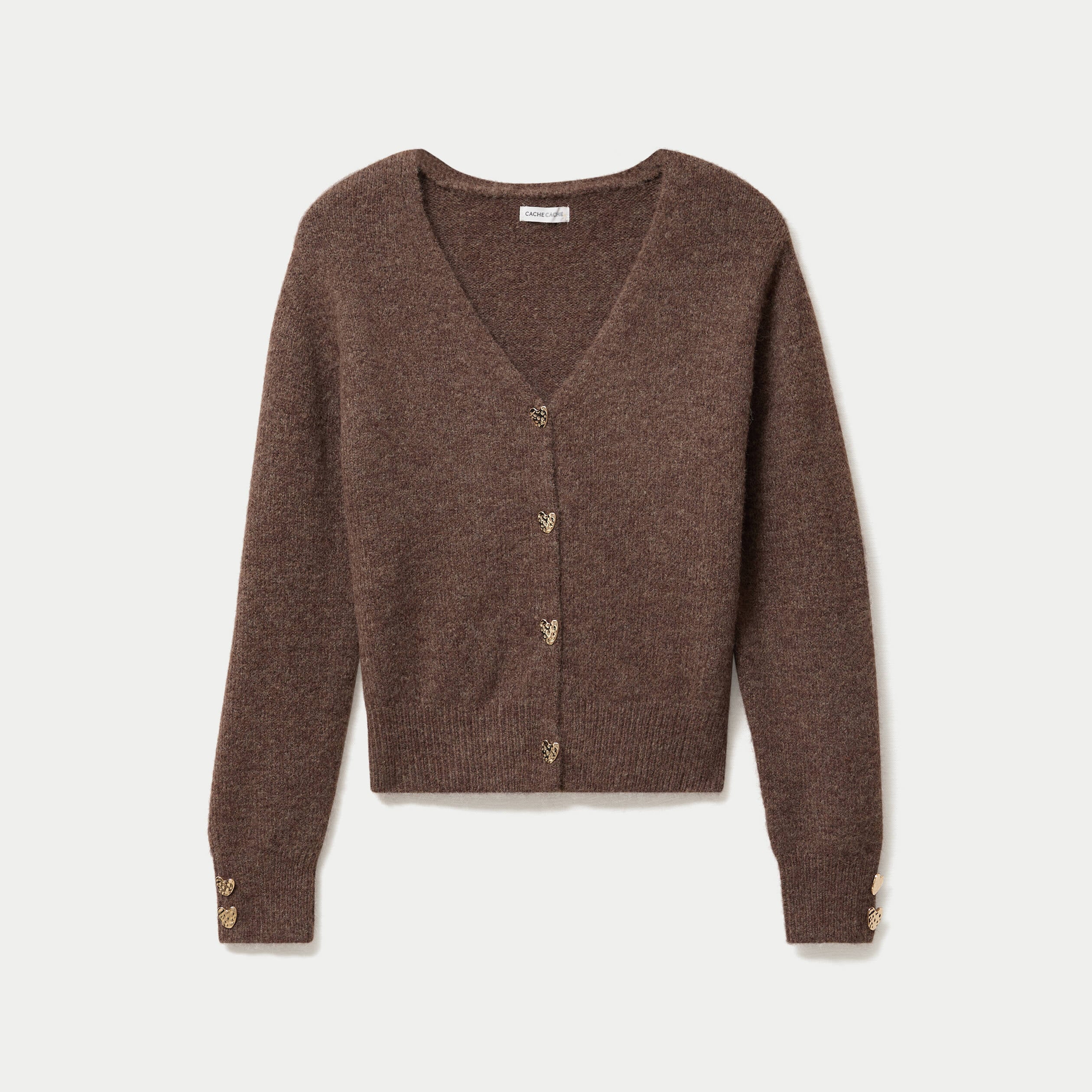 Gilet court avec boutons coeur bordeaux femme