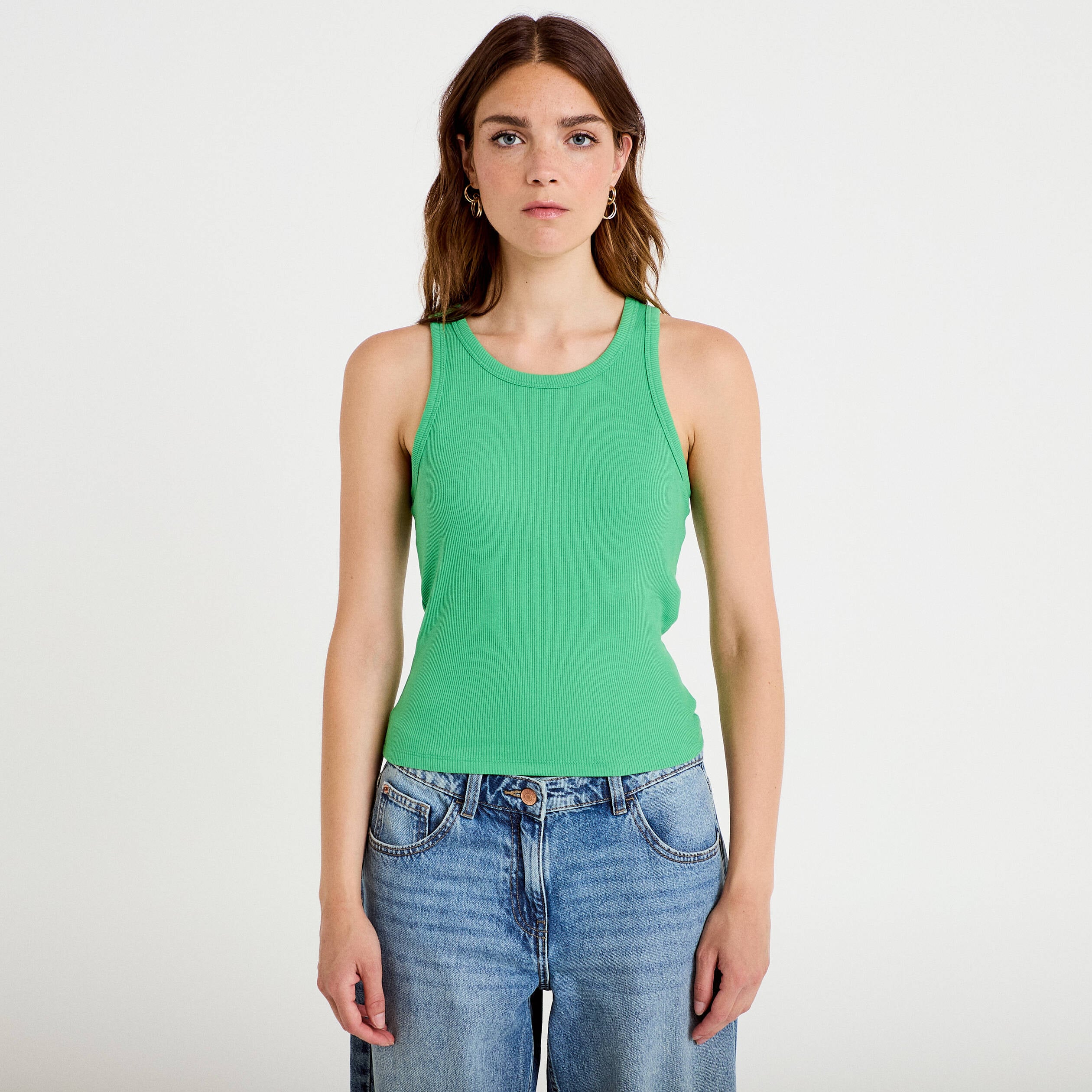 D&eacute;bardeur c&ocirc;tel&eacute; avec brassi&egrave;re int&eacute;gr&eacute;e vert femme