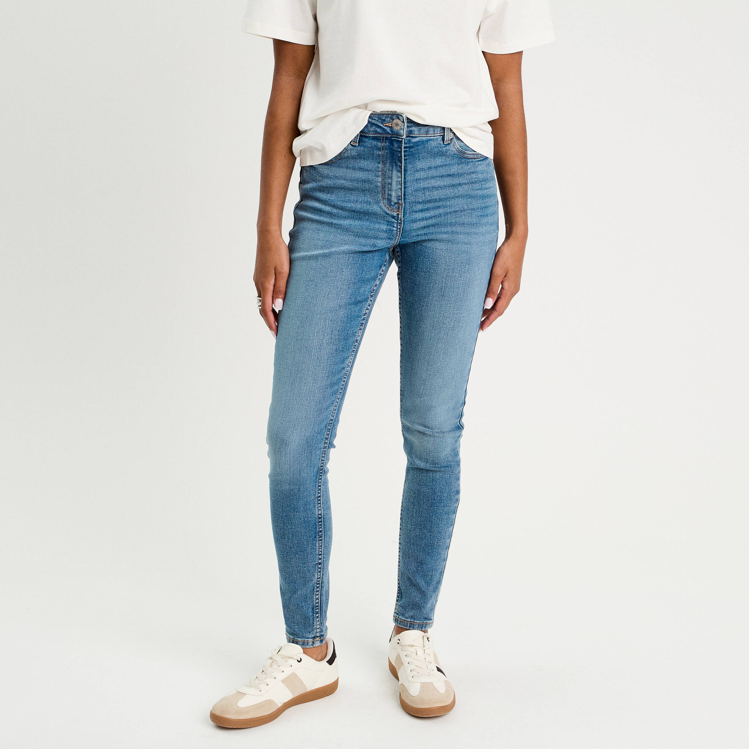 Jean skinny push-up taille standard denim double stone femme