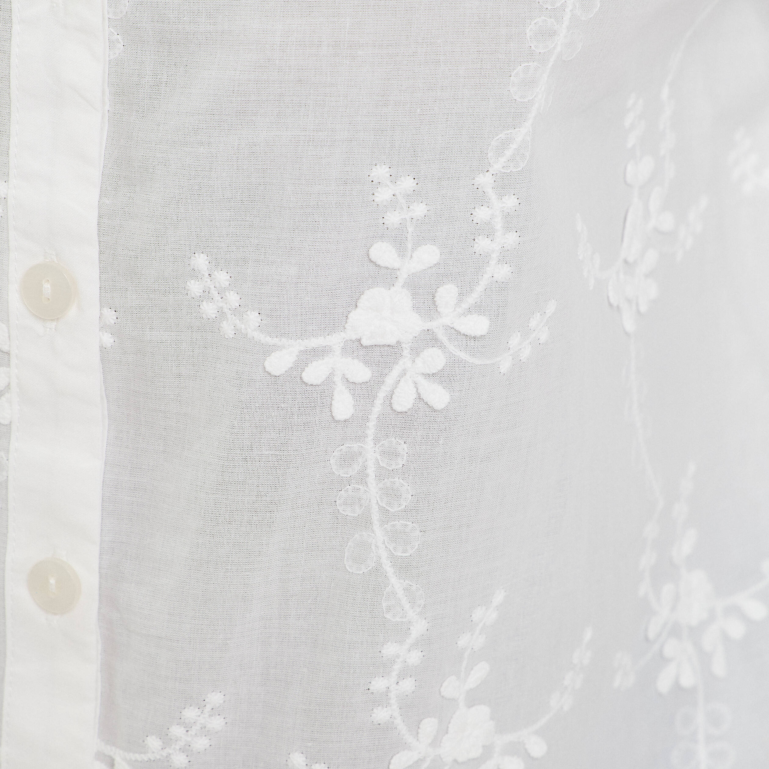 Blouse brod&eacute;e col mao manches 3/4 ecru femme