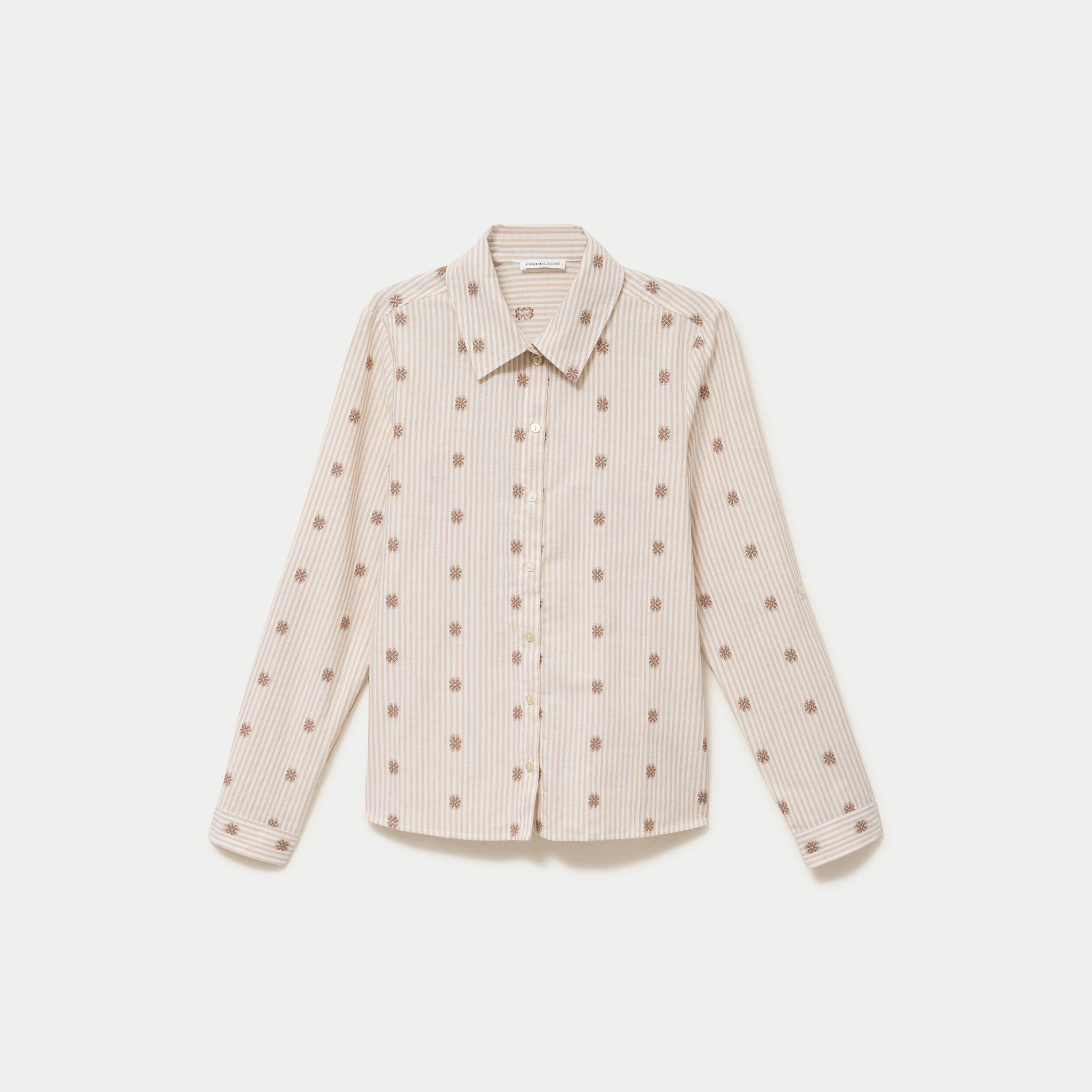 Chemise droite manches longues sable femme
