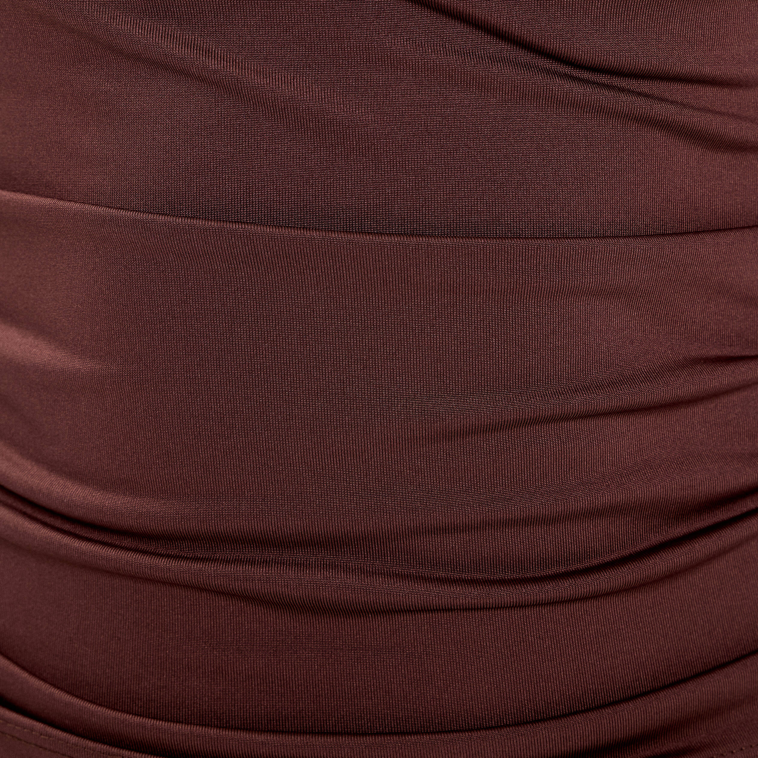 T-shirt ajust&eacute; manches longues marron fonc&eacute; femme