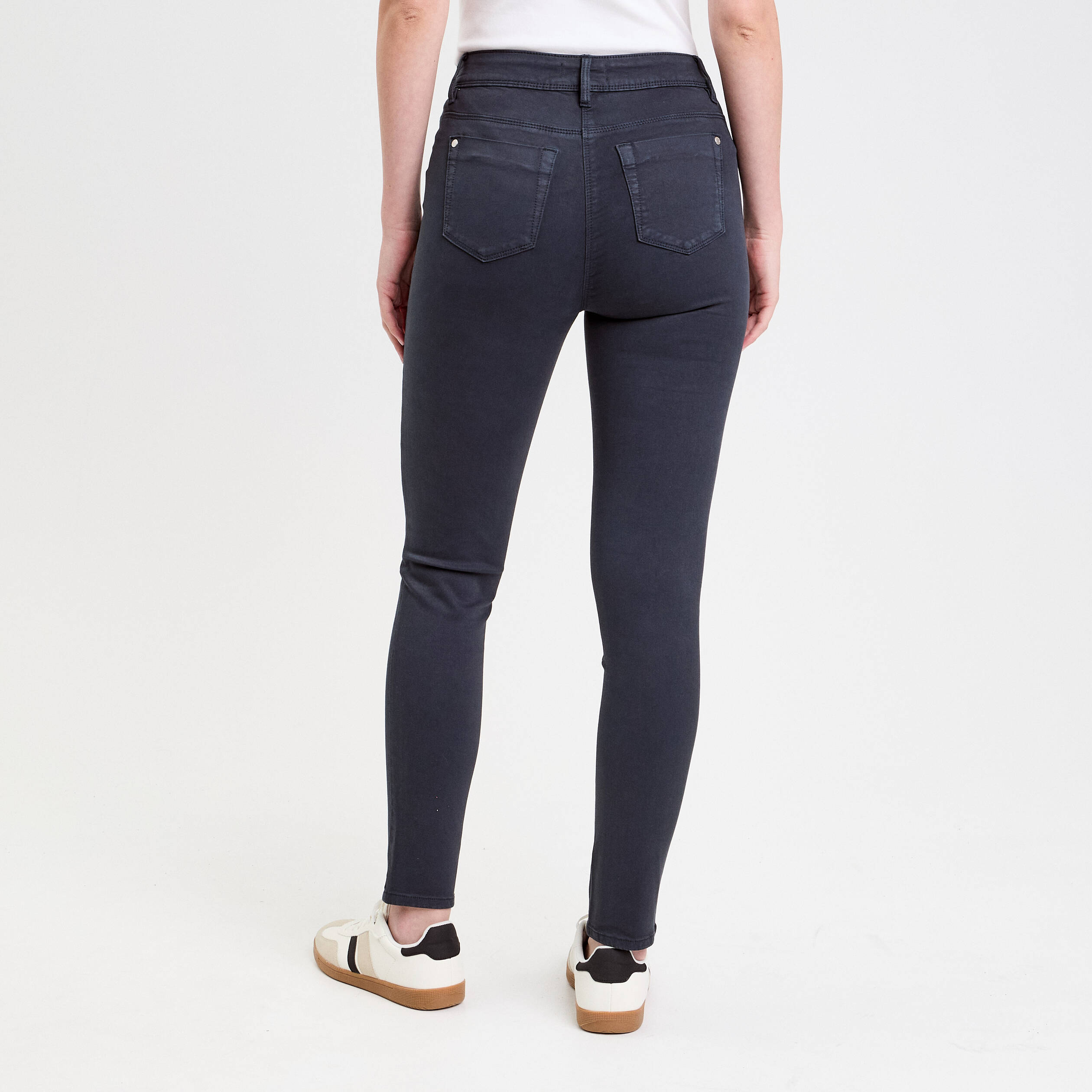 Jeans slim 5 poches bleu marine femme