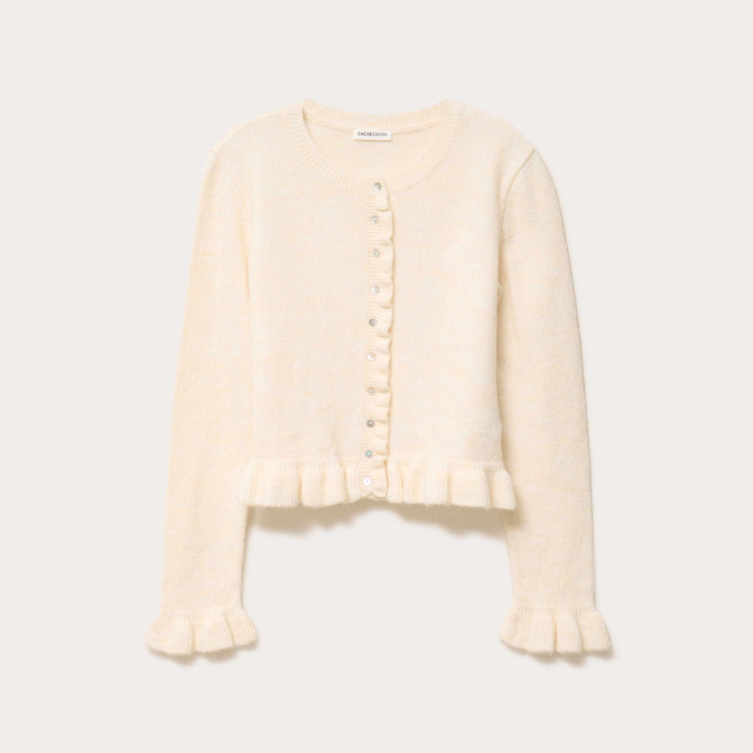 Gilet manches longues ecru femme