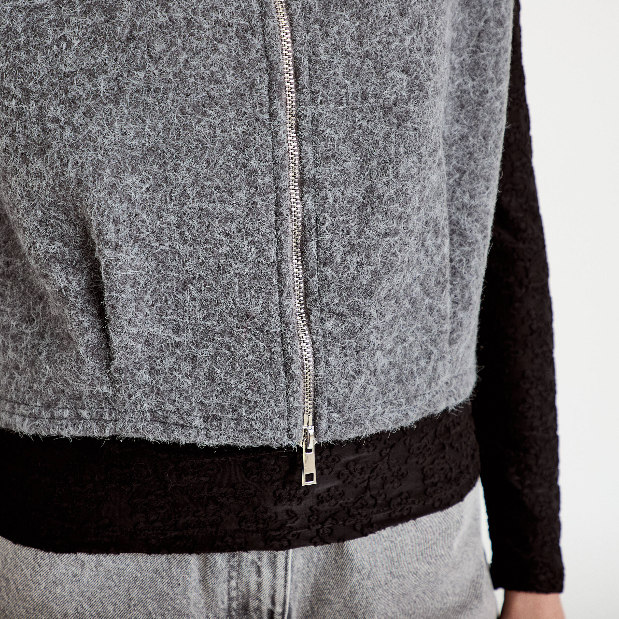 Veste sans manches effet polaire gris clair femme