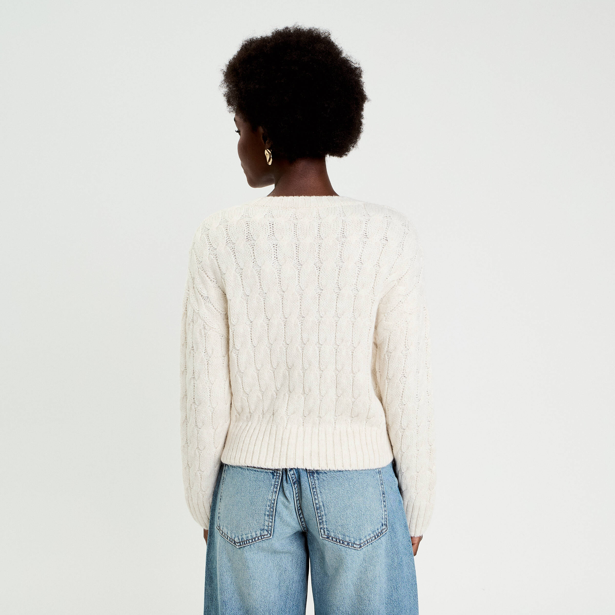 Pull Col V Manches Longues Fourrure Renard - Style Rétro Années 80/90 - Neuf Avec étiquettes