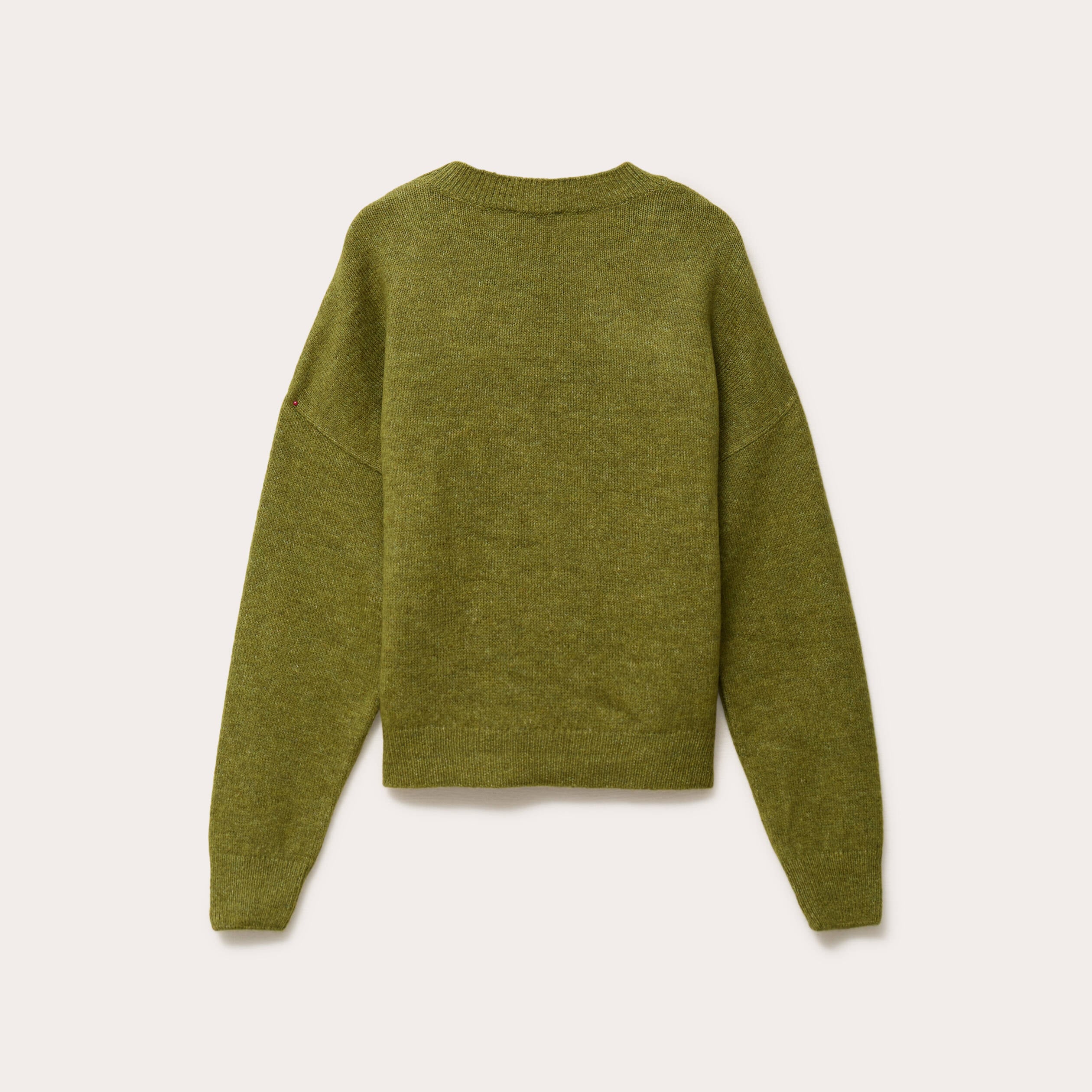 Pull col rond manches longues vert fonc&eacute; femme