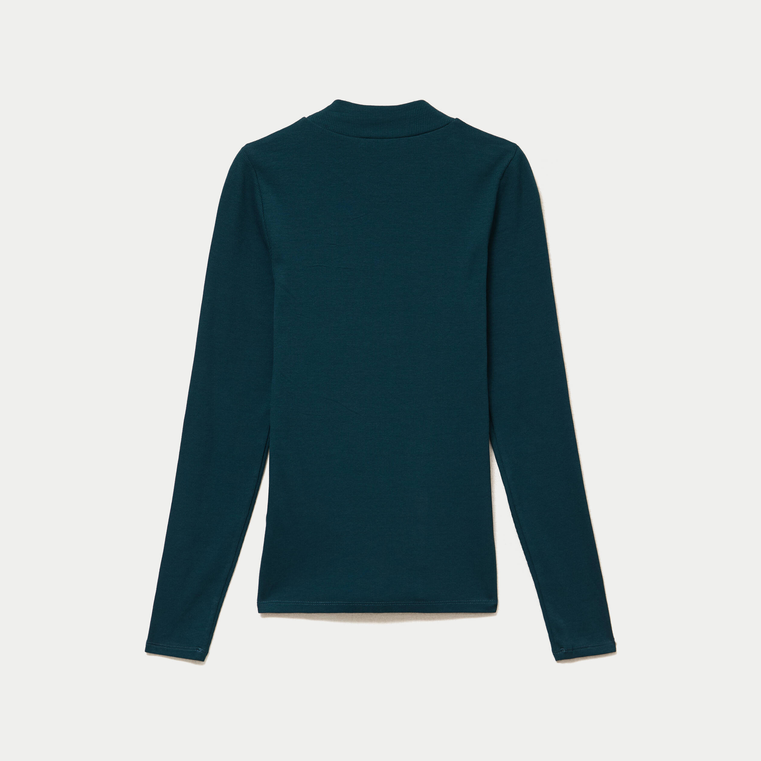 T-shirt ajust&eacute; manches longues vert fonc&eacute; femme