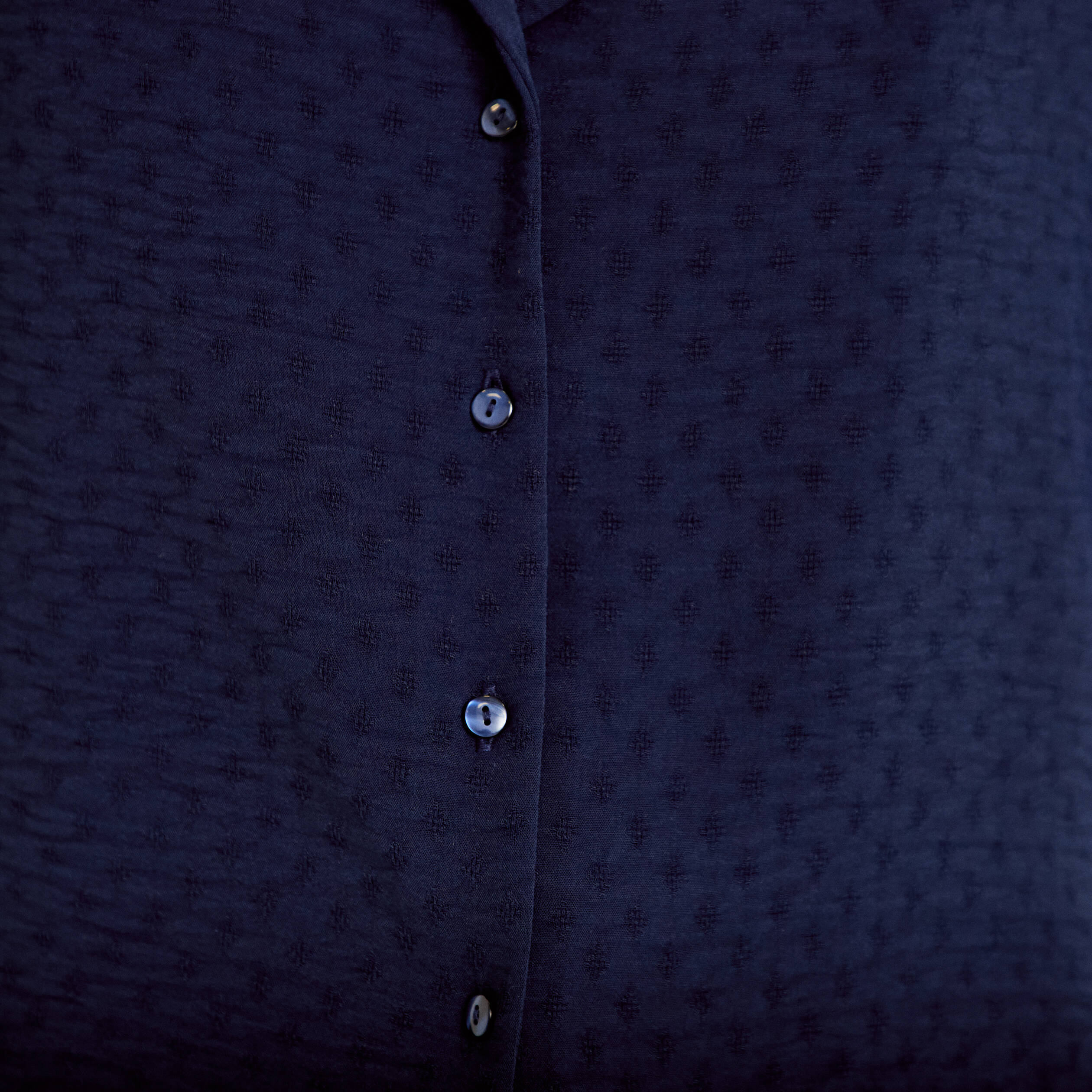 Chemise droite cropped col classique bleu marine femme