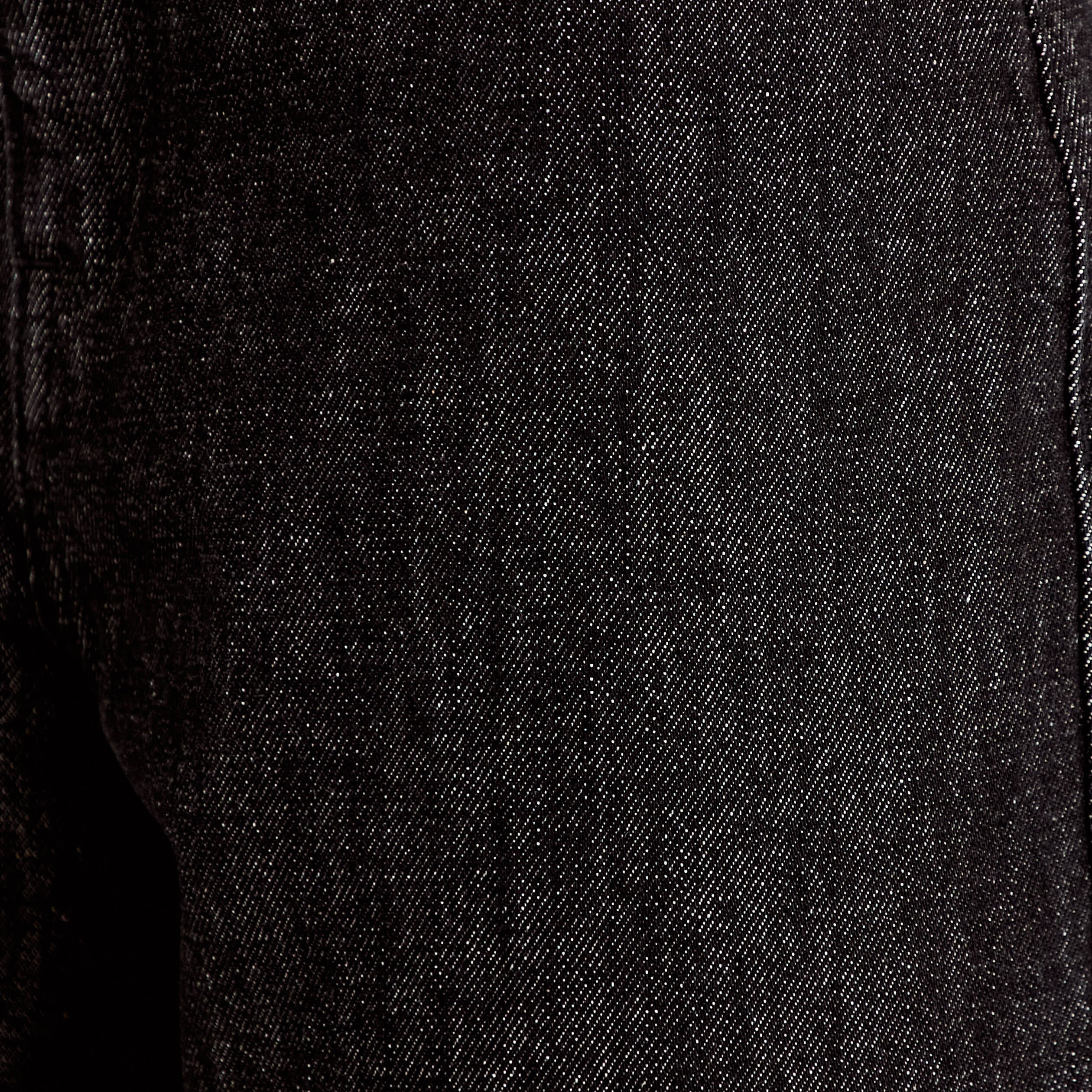 Jean barrel cropped taille standard denim noir femme