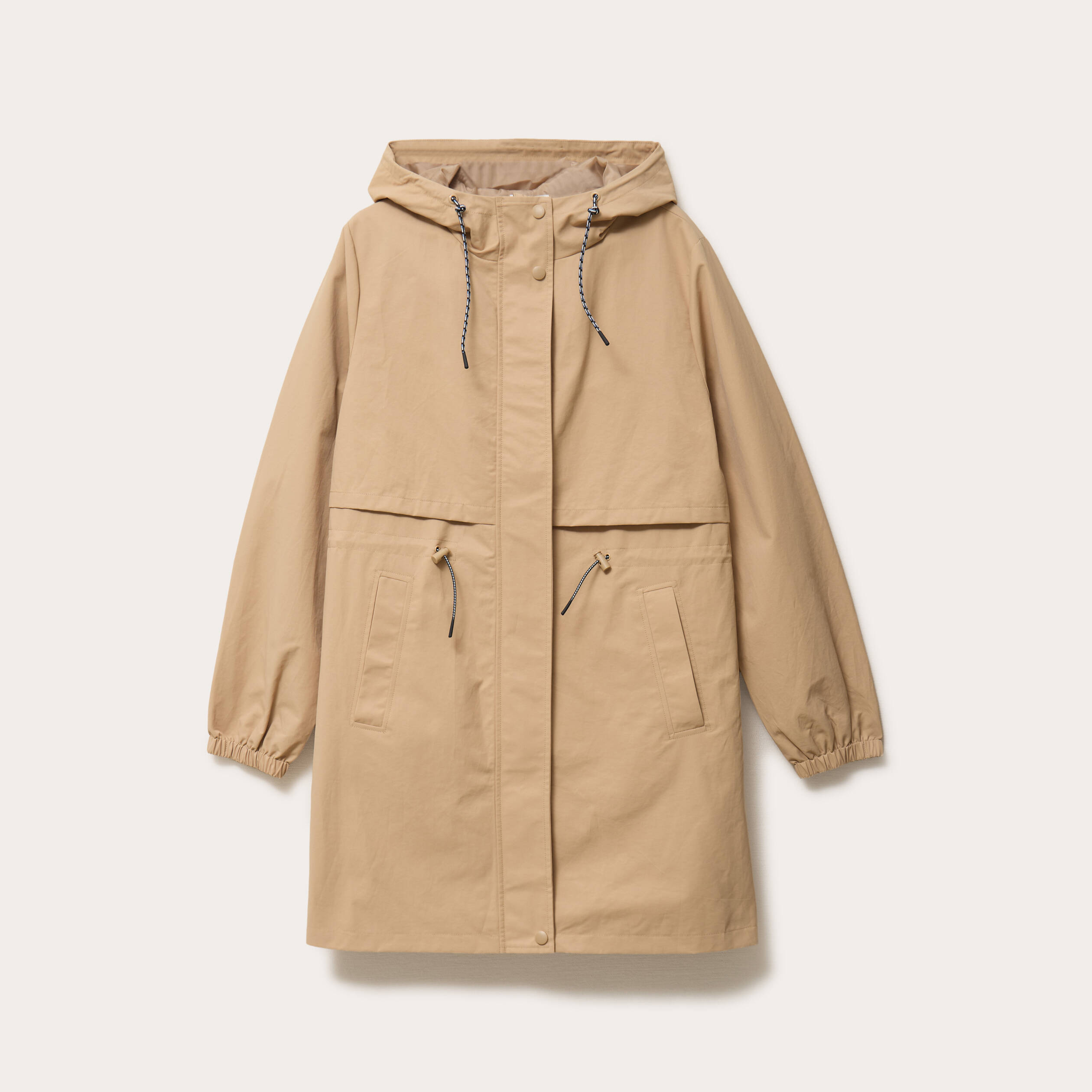 Parka &agrave; capuche taille ajustable beige femme