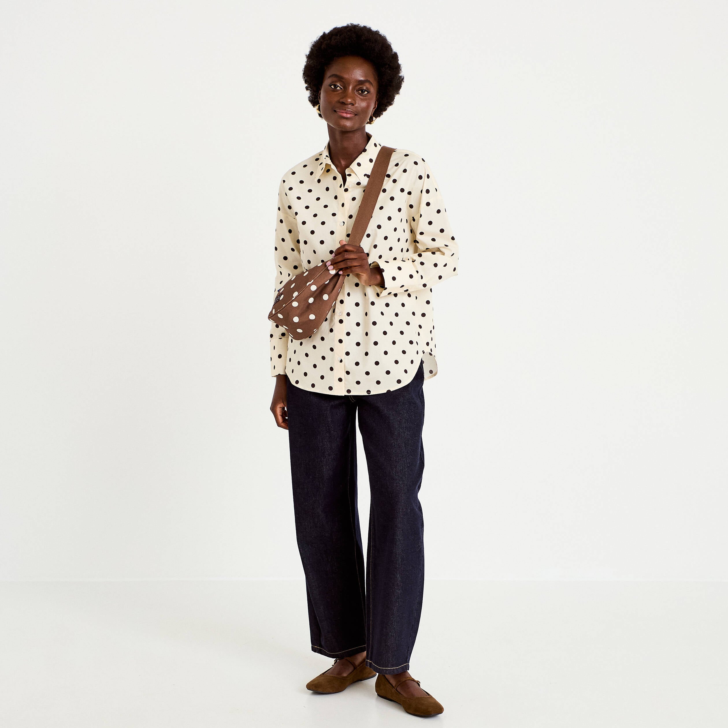 Chemise oversize manches longues blanc femme