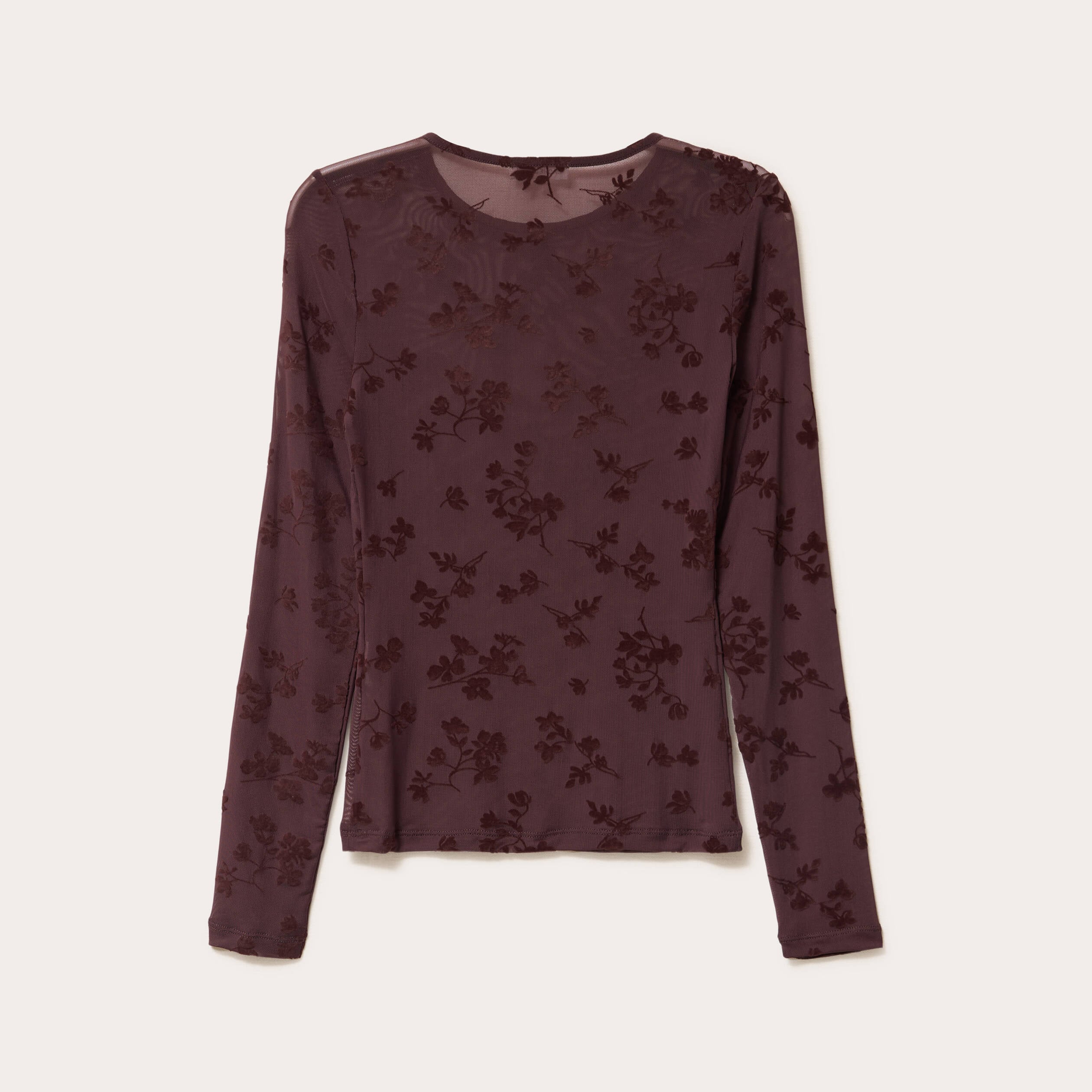 T-shirt ajust&eacute; manches longues marron cognac femme