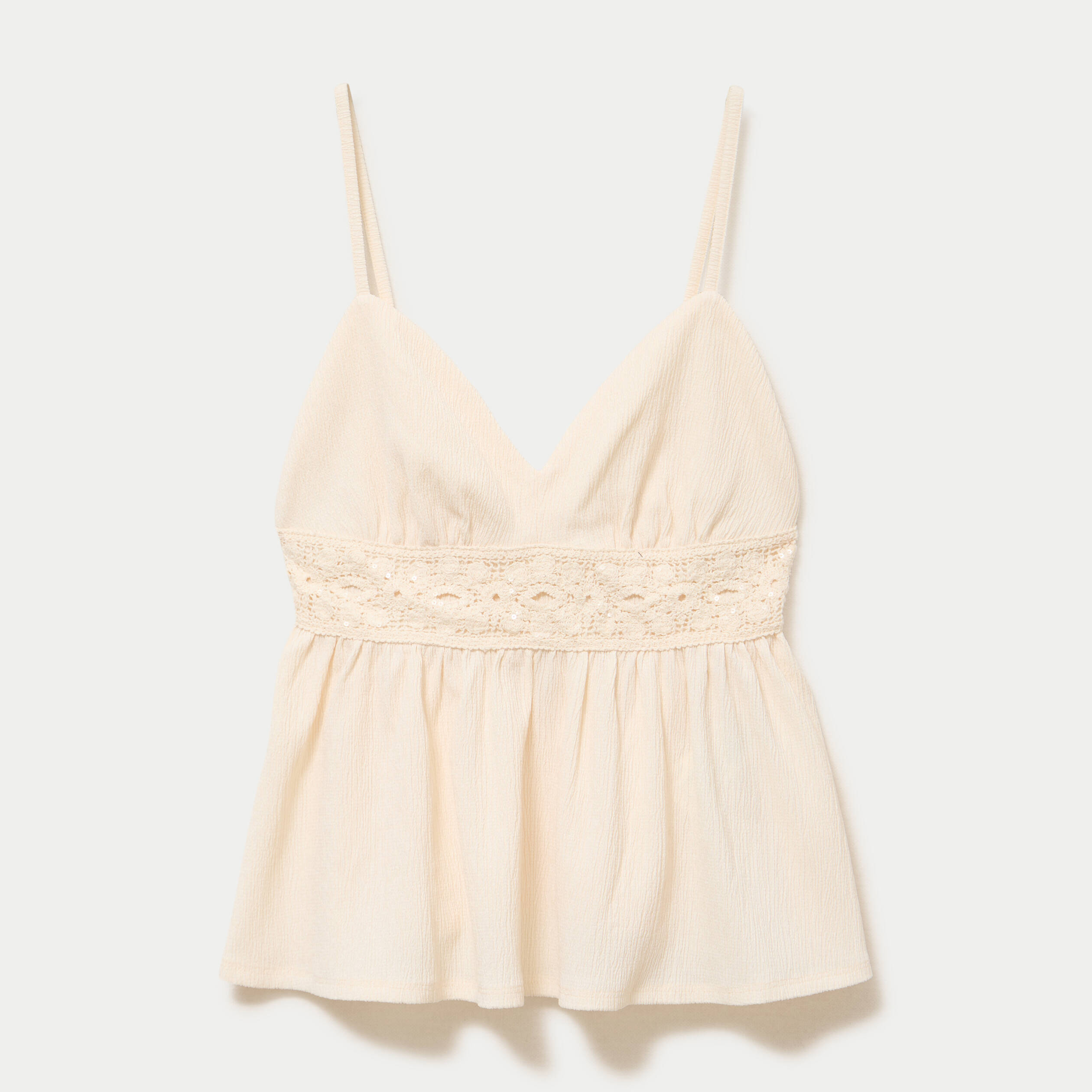 D&eacute;bardeur d&eacute;tail crochet ecru femme