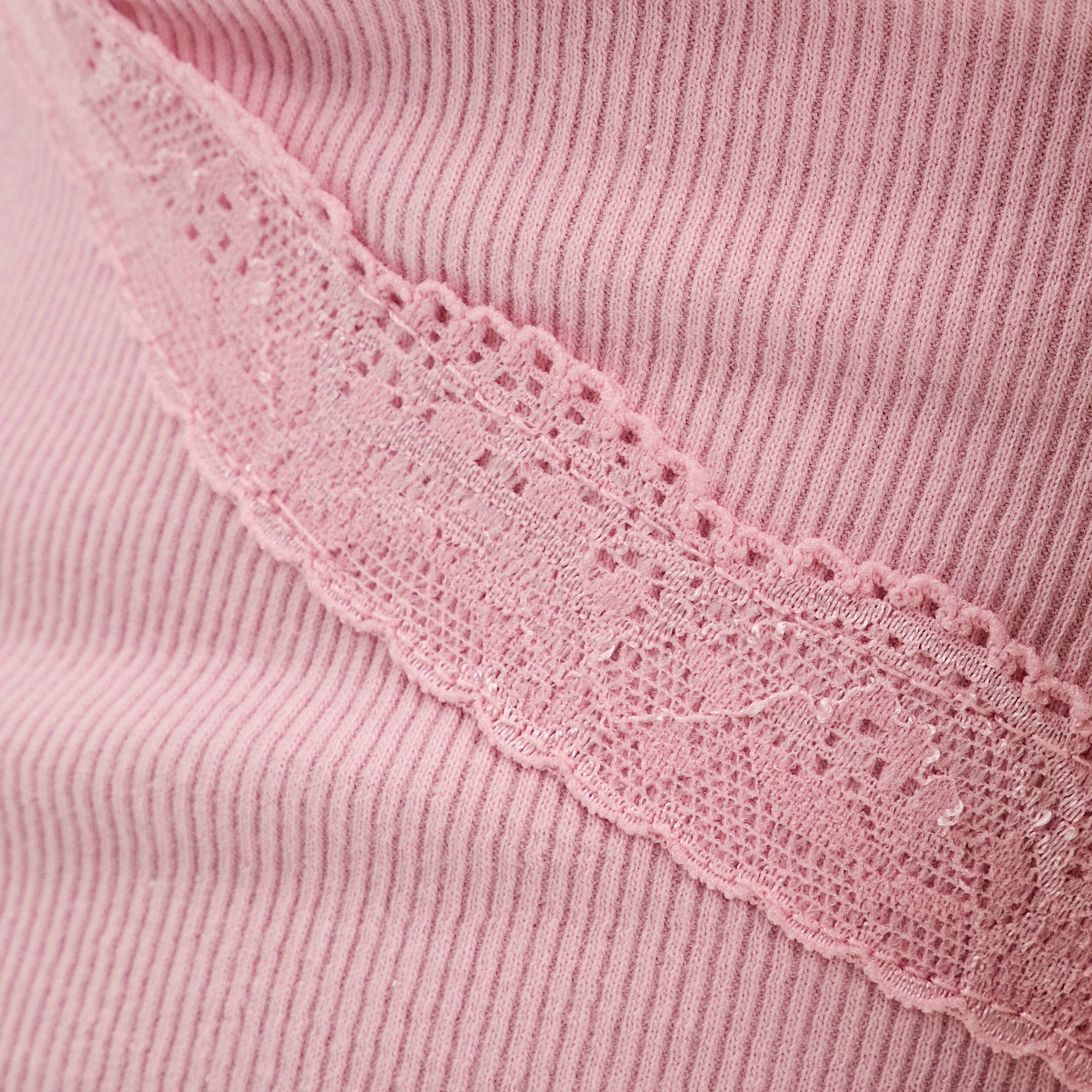 T -shirt manches courtes rose poudr&eacute;e femme