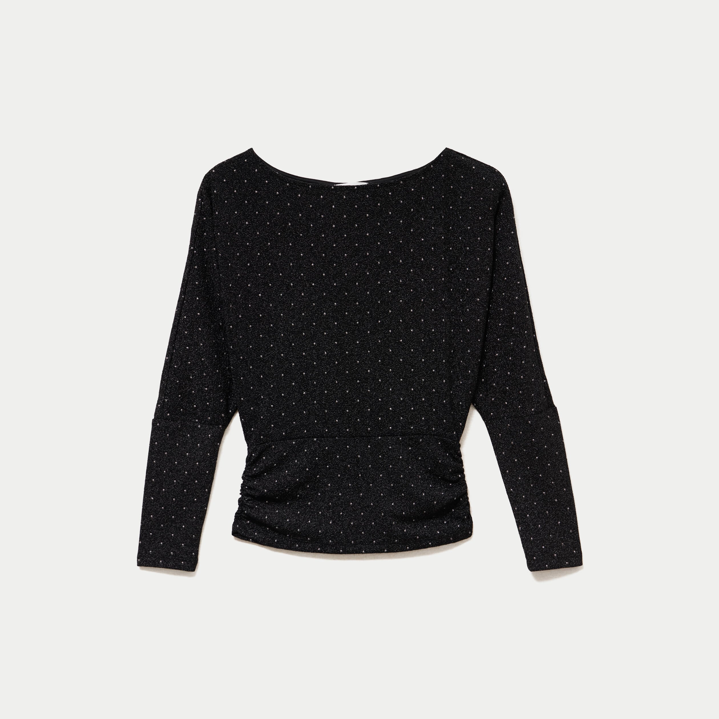 Top droit col bateau manches longues noir femme