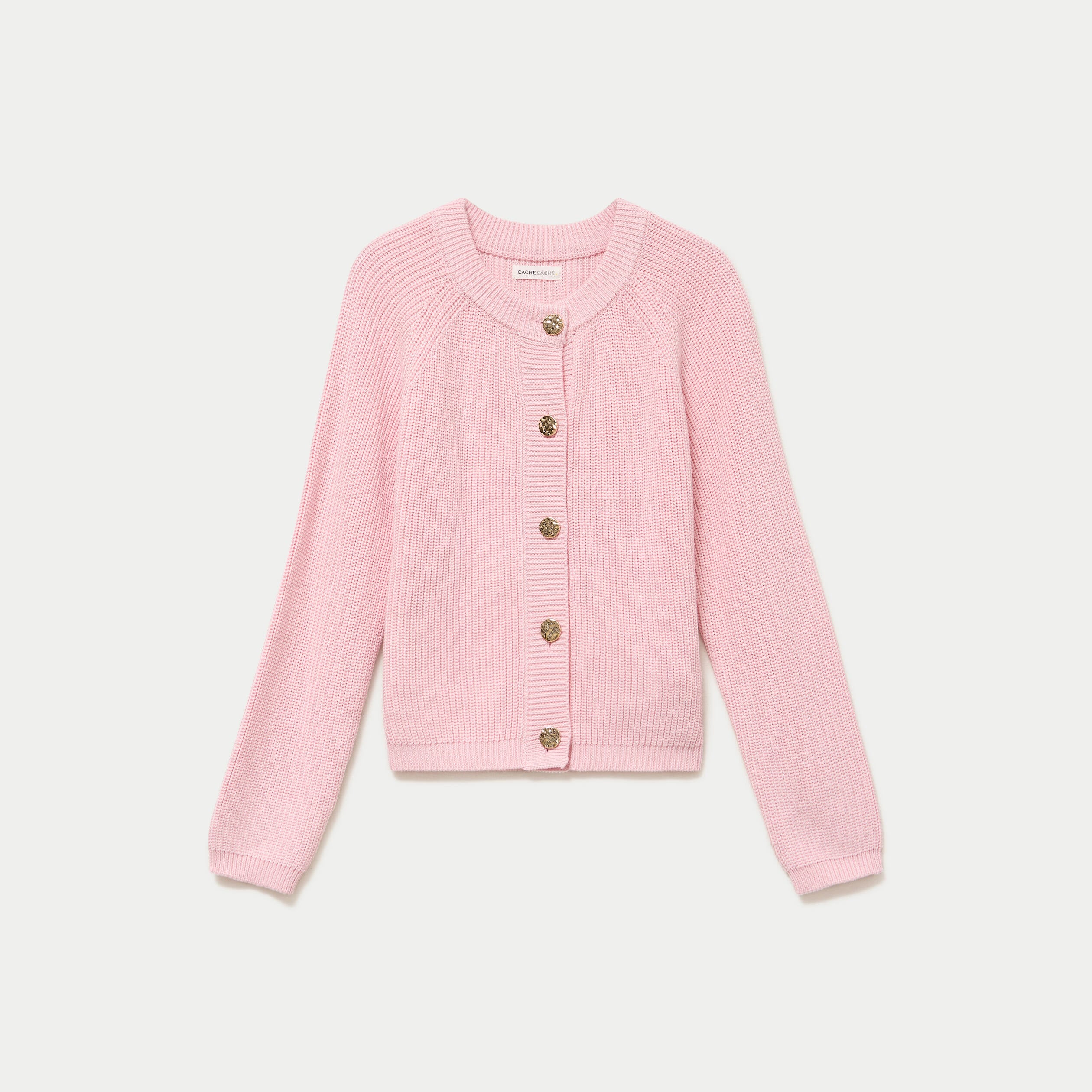 Gilet manches longues rose clair femme