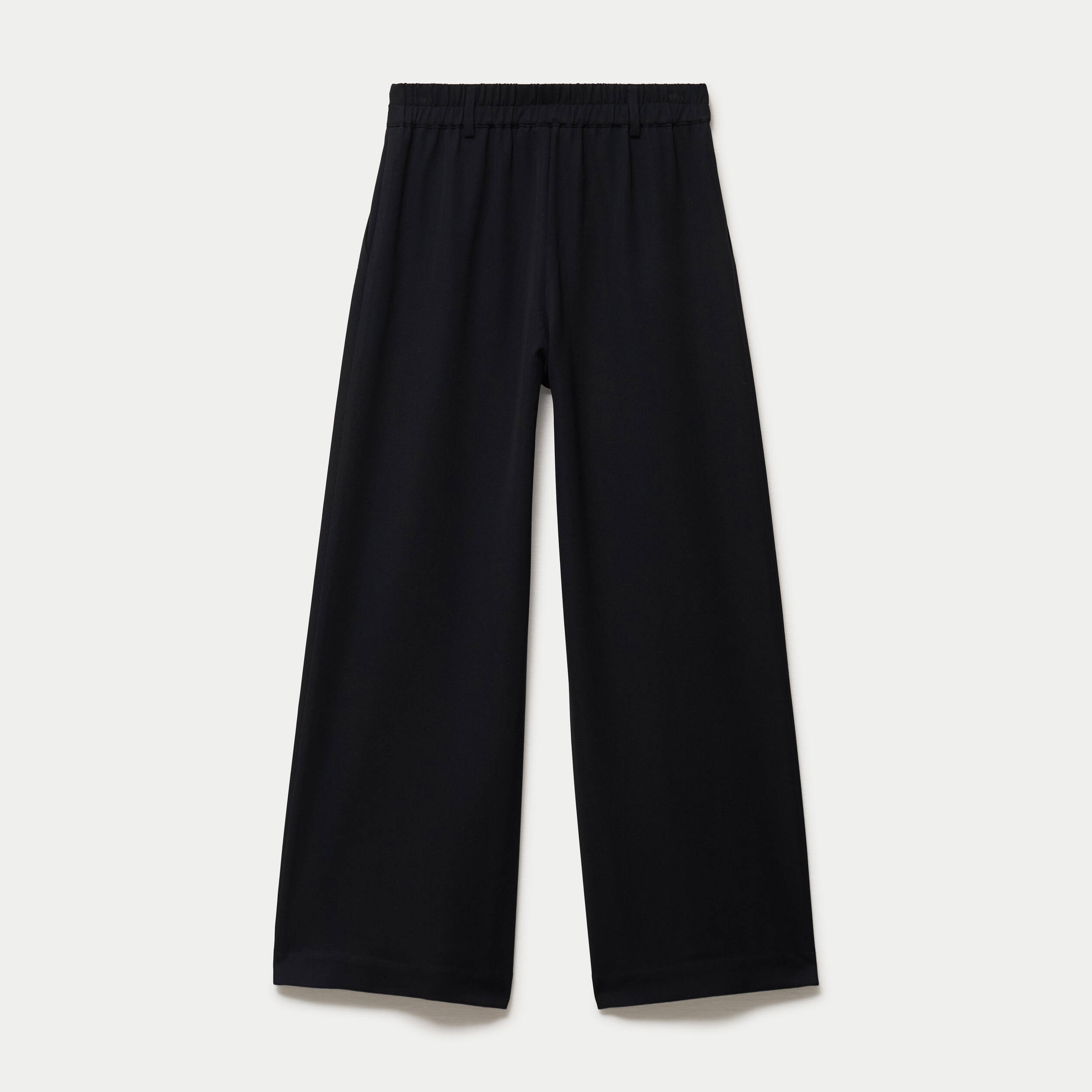 Pantalon large taille haute noir femme