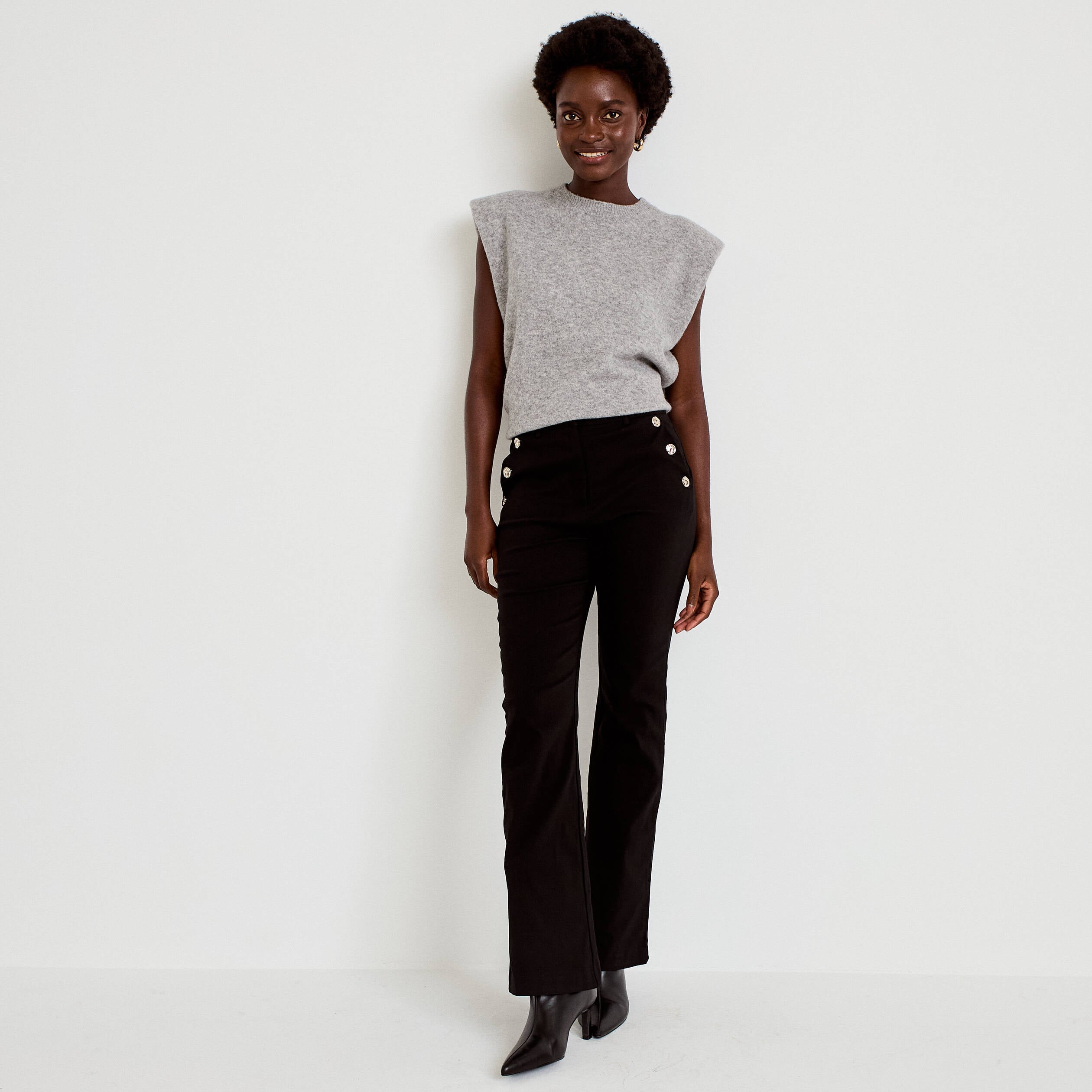 Pantalon taille haute noir femme
