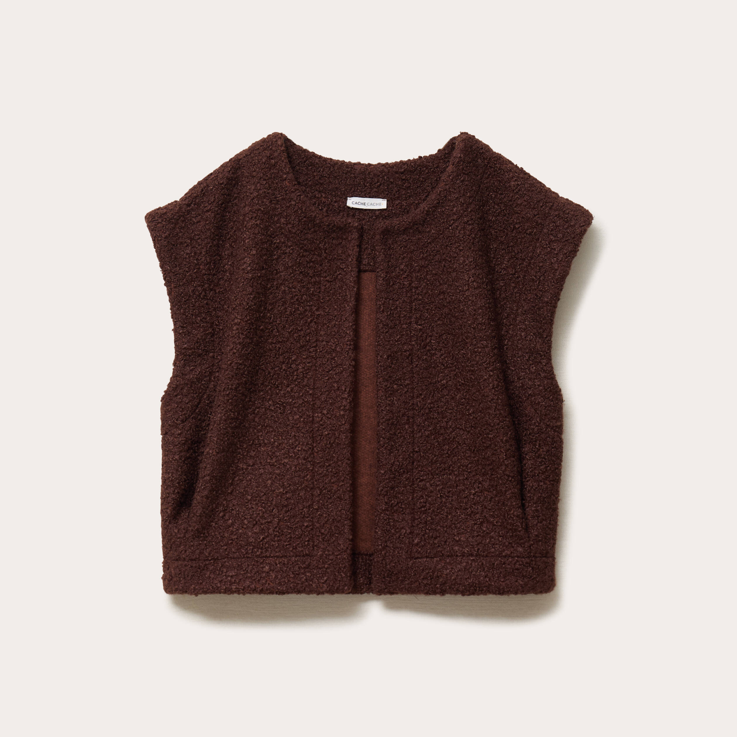 Gilet sans manches effet polaire marron fonc&eacute; femme