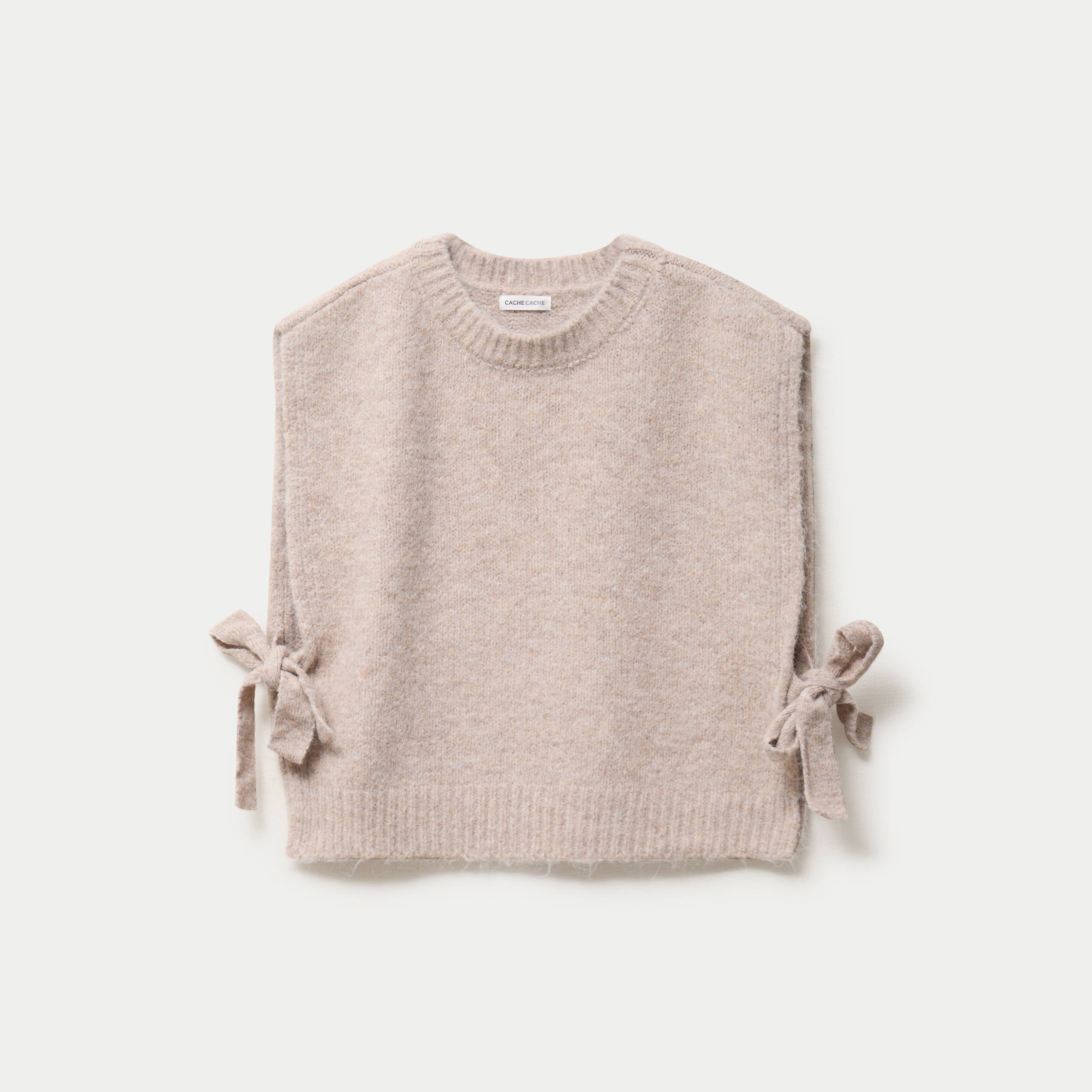 Pull sans manches taupe femme
