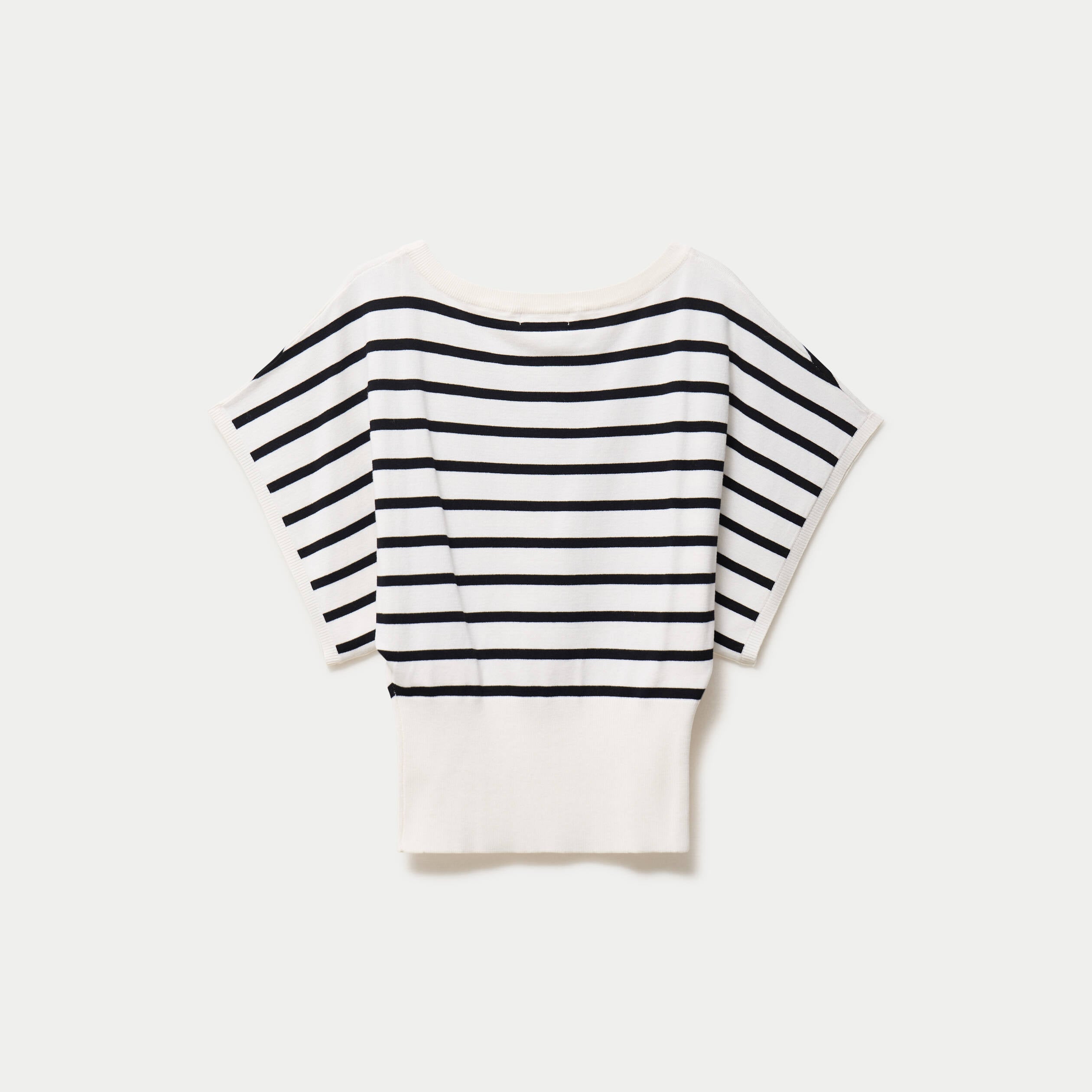 Pull ample manches courtes col rond blanc femme
