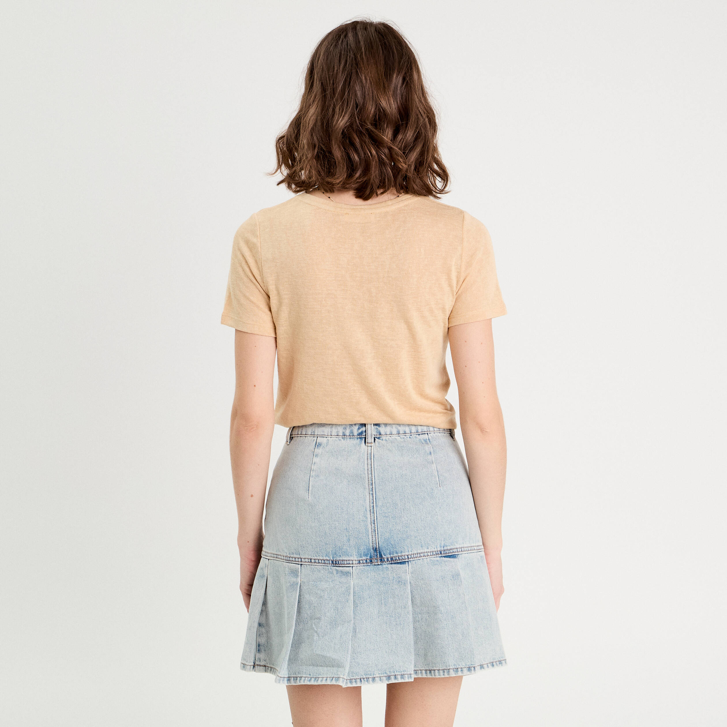 T-shirt d&eacute;tail noeud sable femme