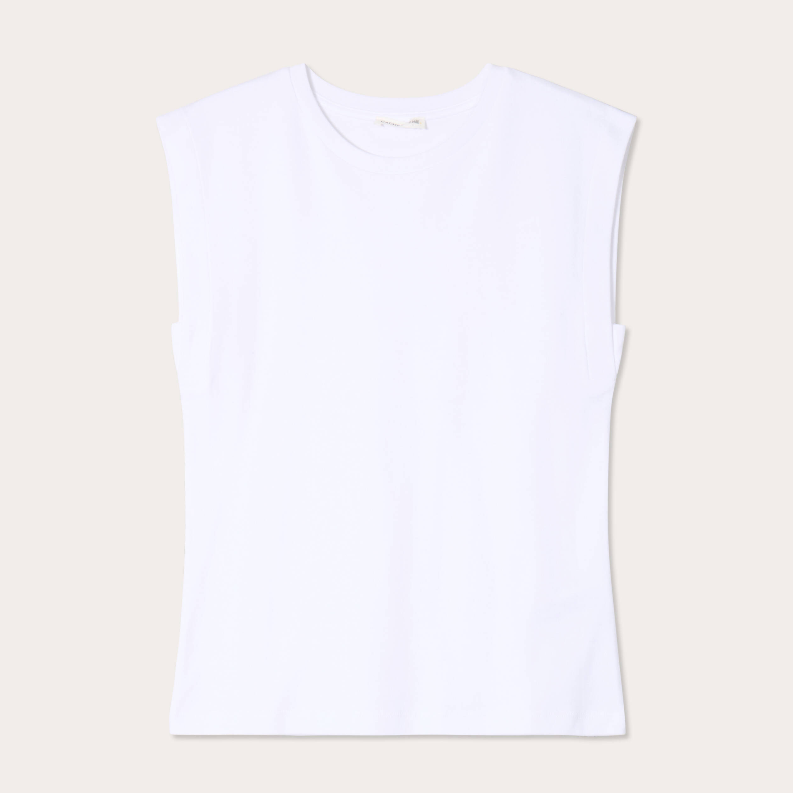 T-shirt col rond sans manches blanc femme