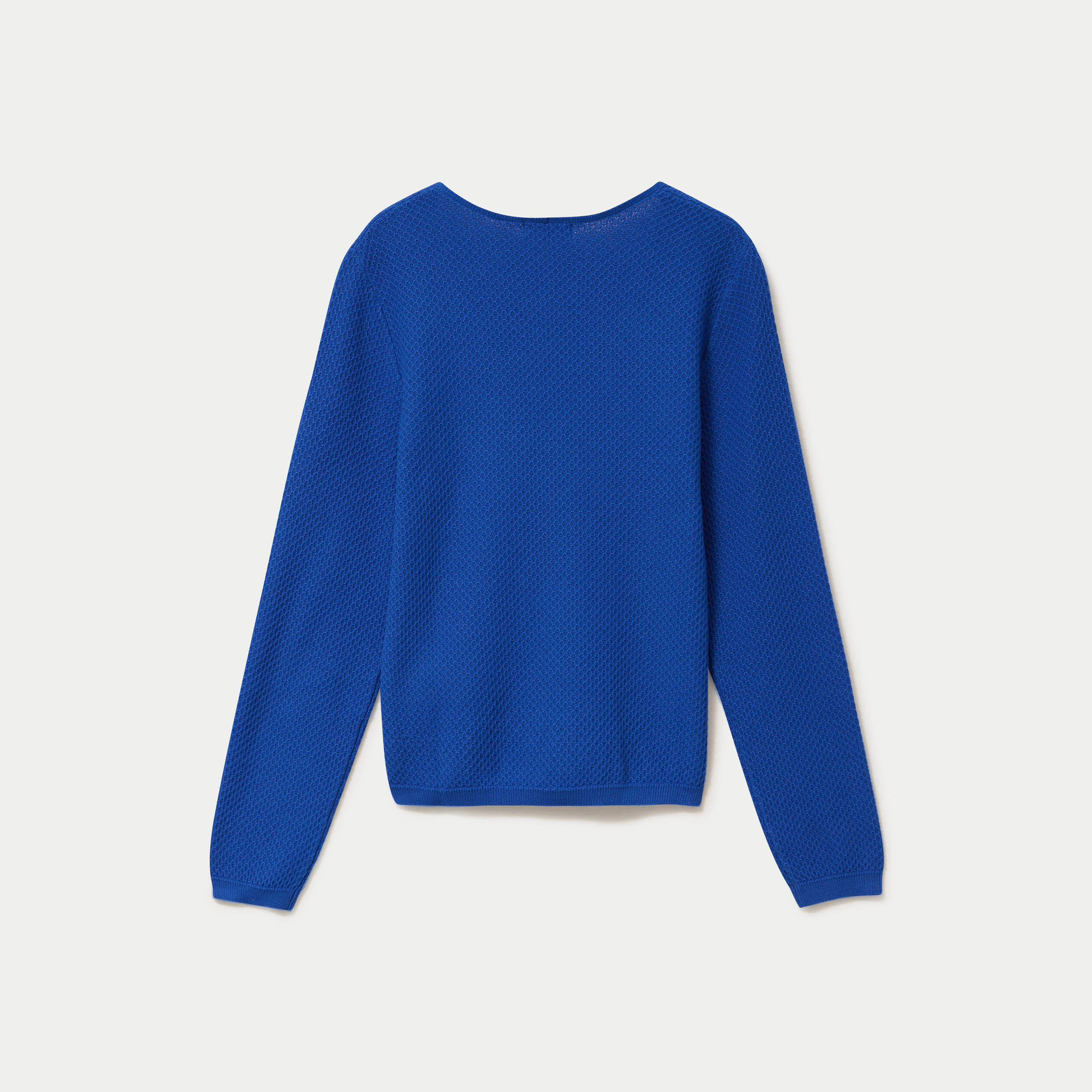 Pull col v manches longues bleu electrique femme