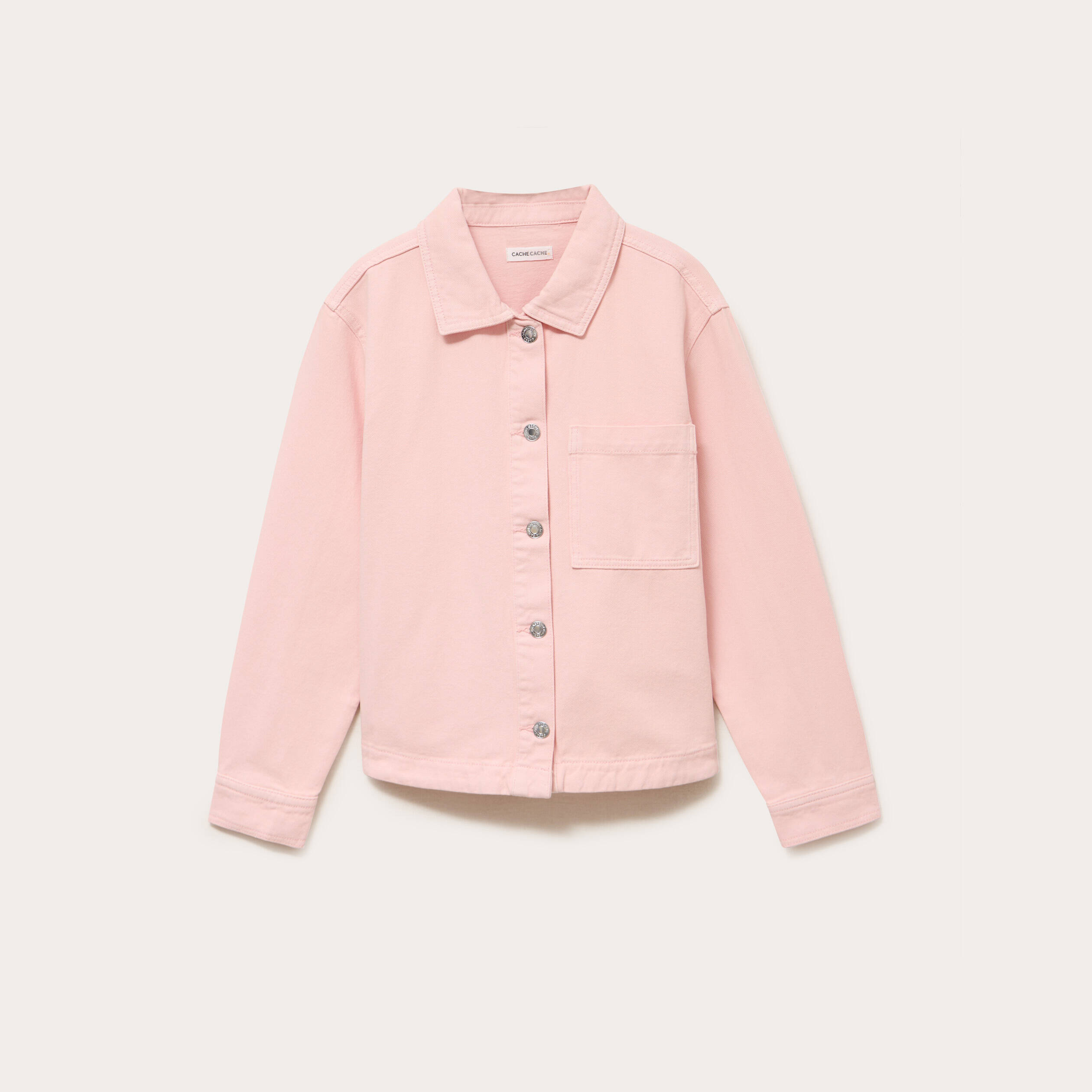 Surchemise oversize col classique rose clair femme