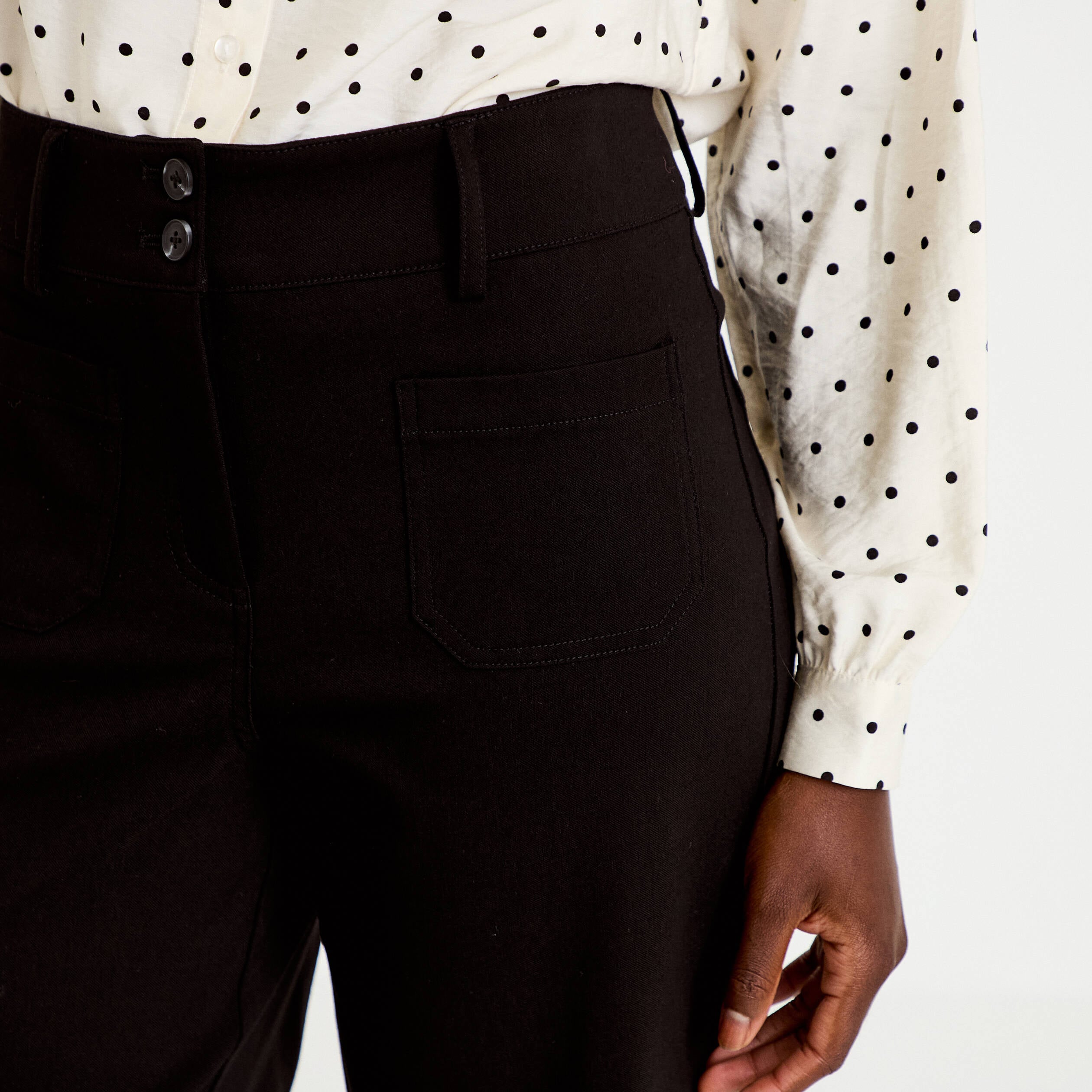 Pantalon bootcut taille haute noir femme