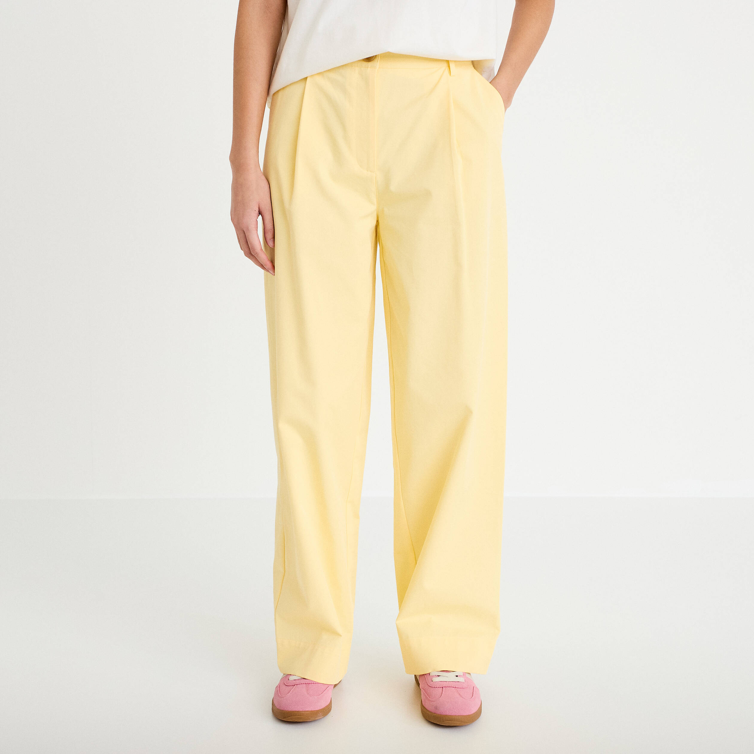 Pantalon large jaune clair femme