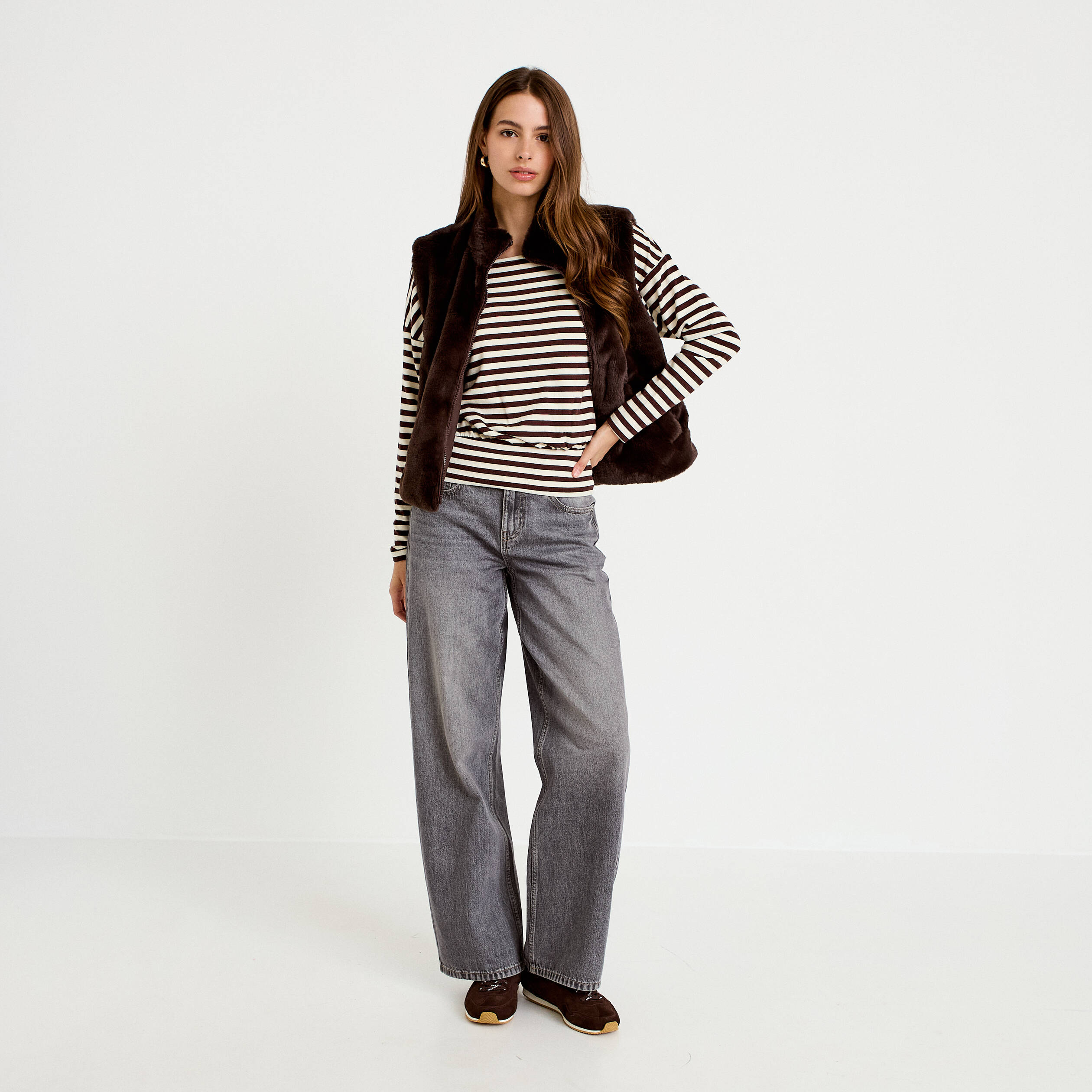 Pull col bateau manches longues blanc femme
