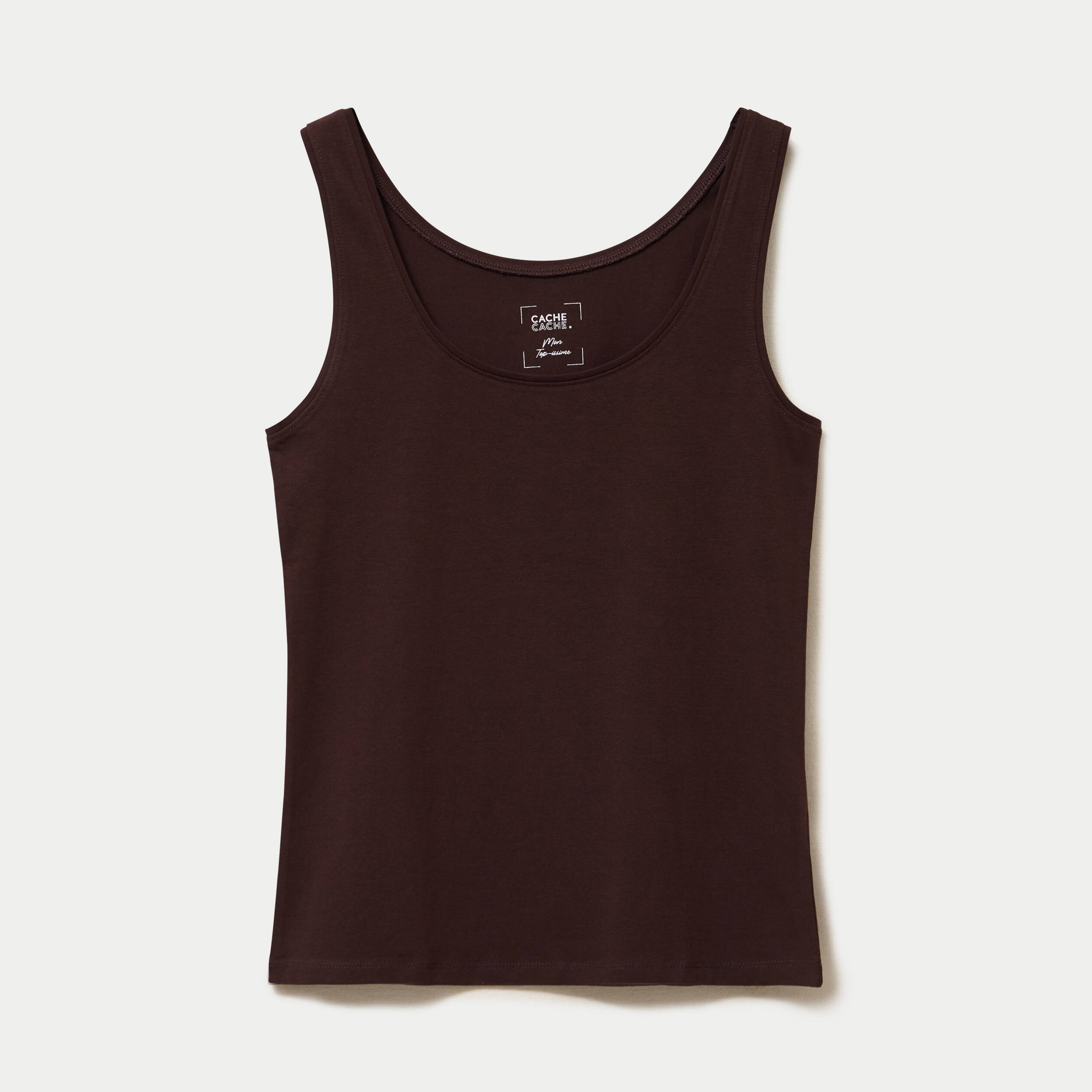 D&eacute;bardeur bretelles larges marron fonc&eacute; femme
