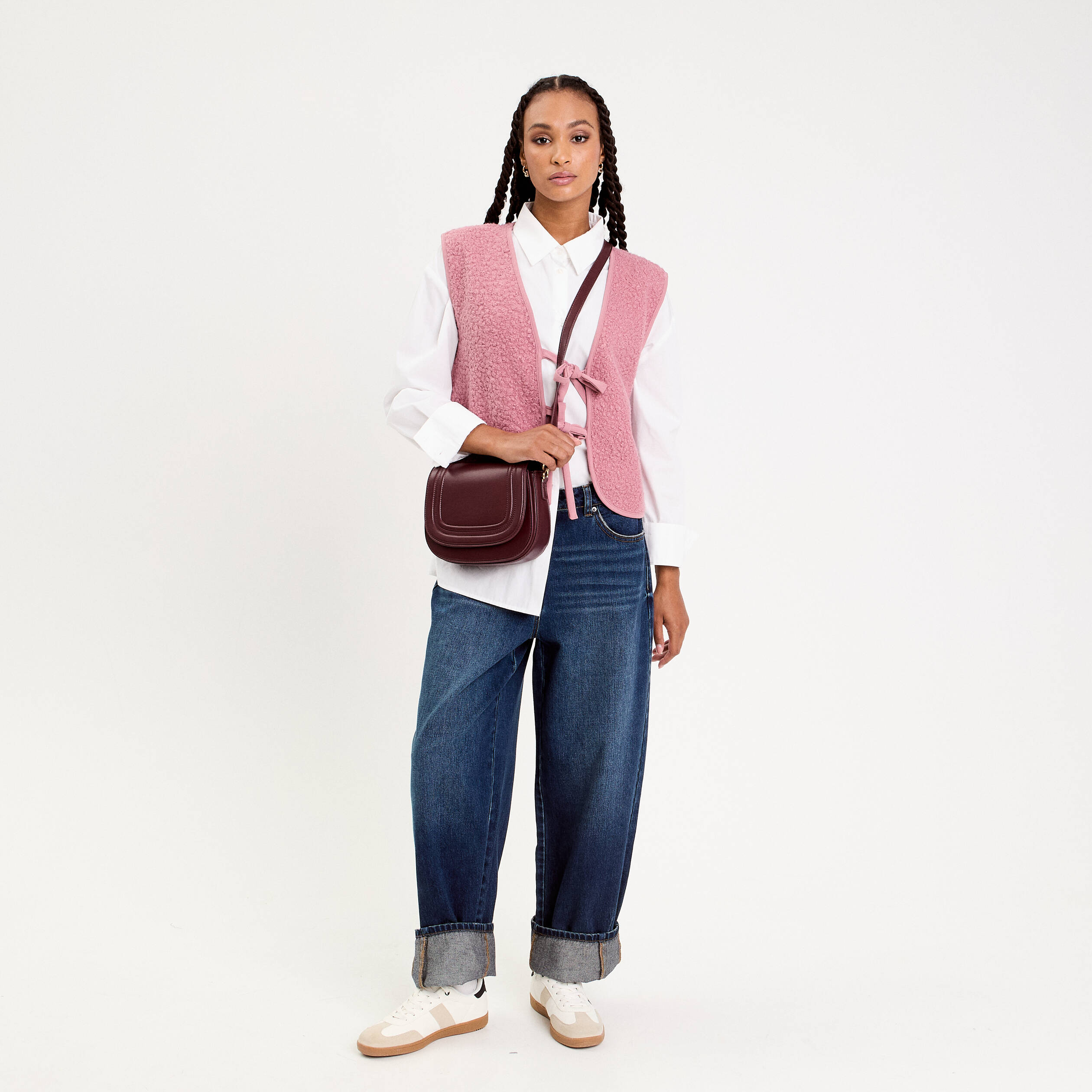 Gilet sans manches polaire vieux rose femme