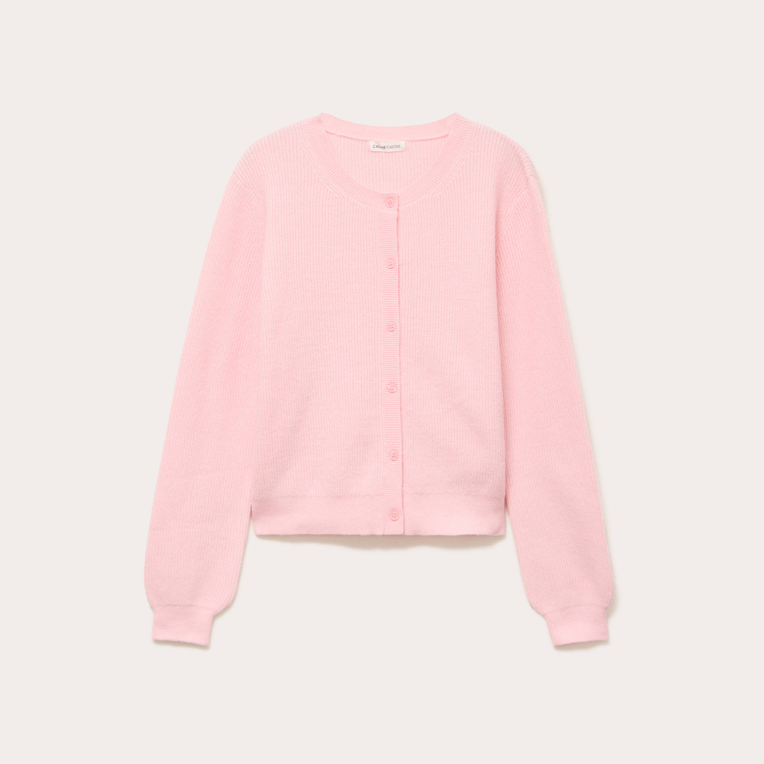 Gilet manches longues rose clair femme